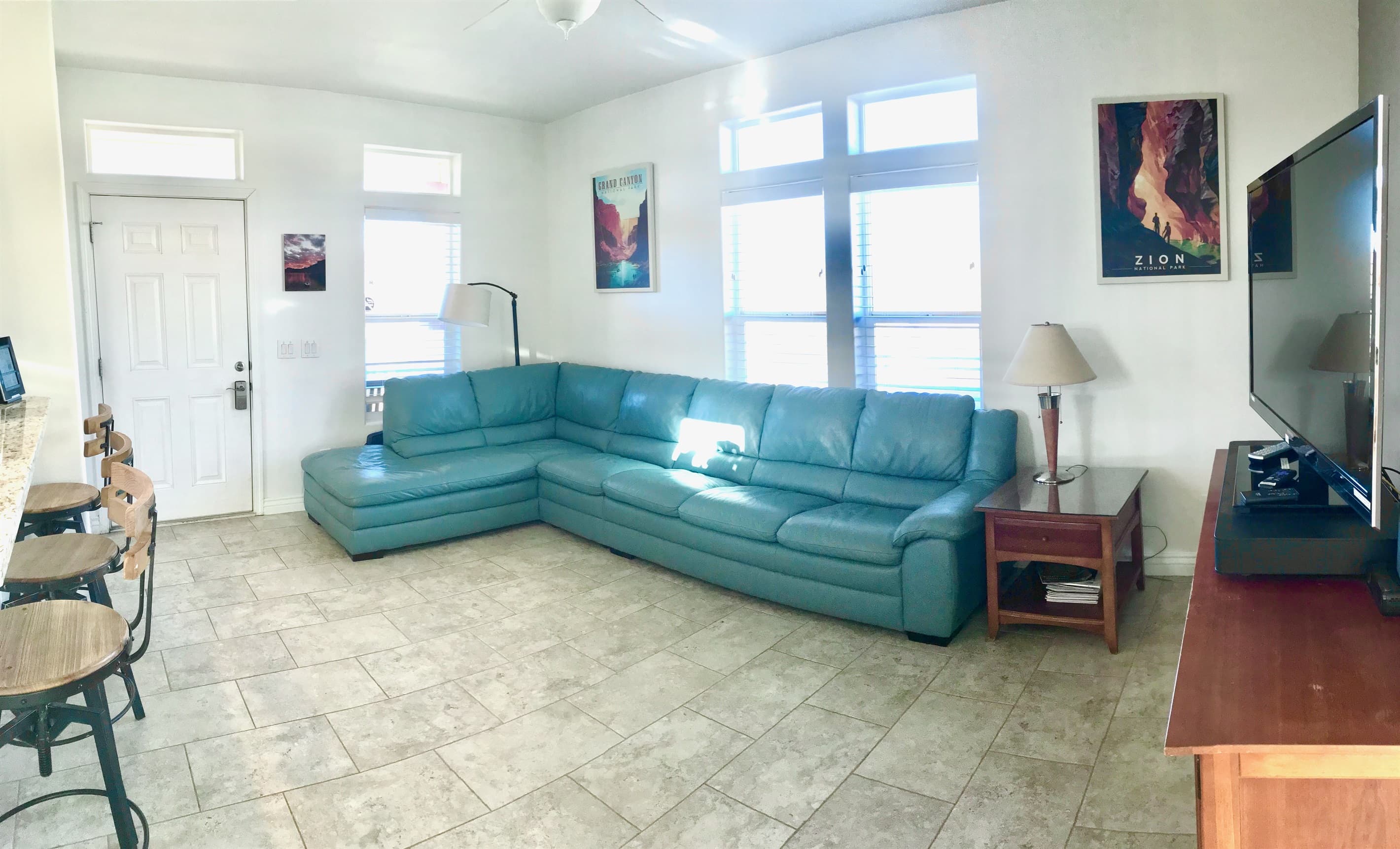 Top grain leather sectional