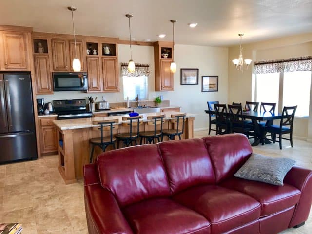 Kitchen, living, dining great room