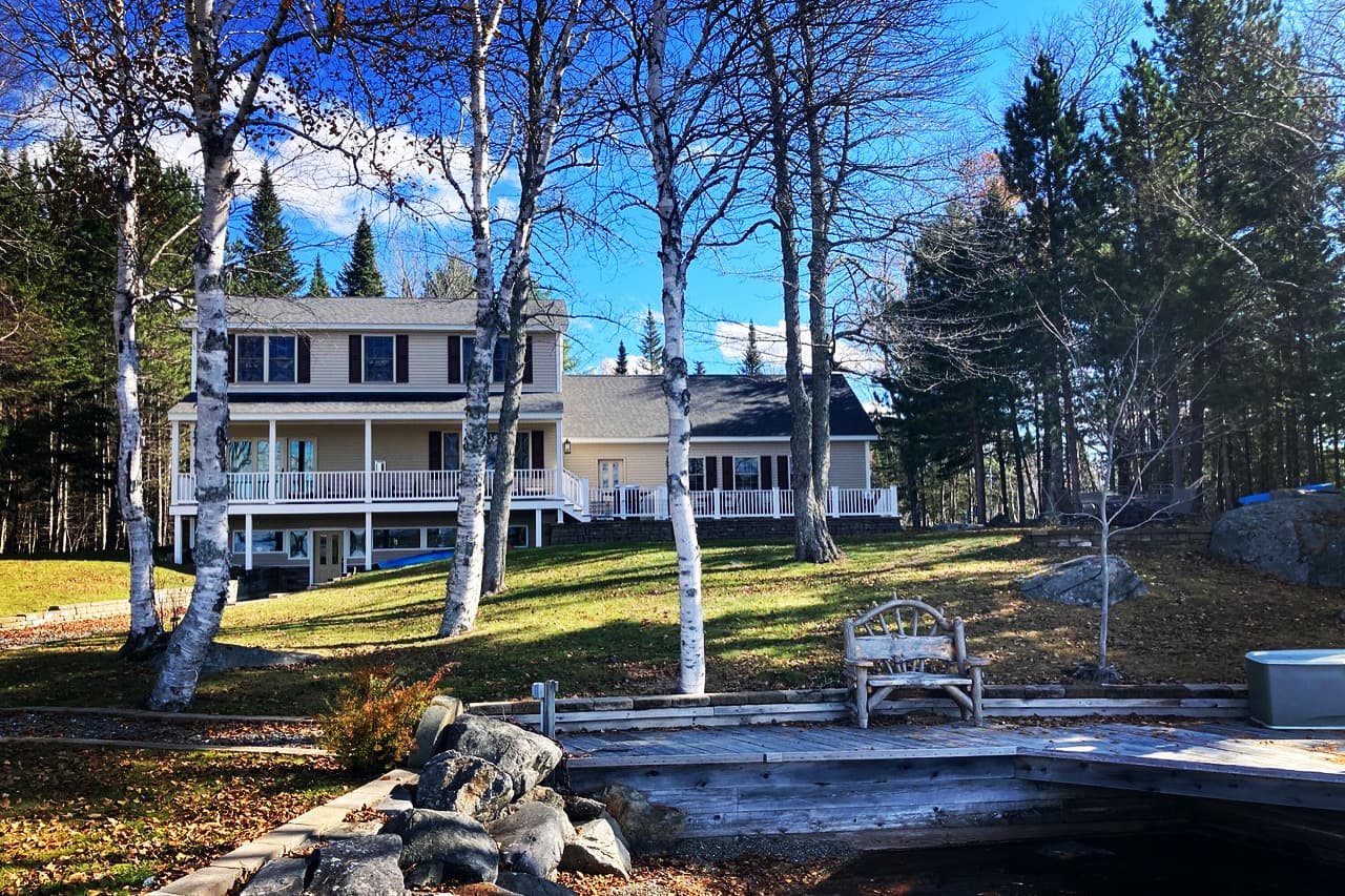 Backyard with amazing lake views and private dock