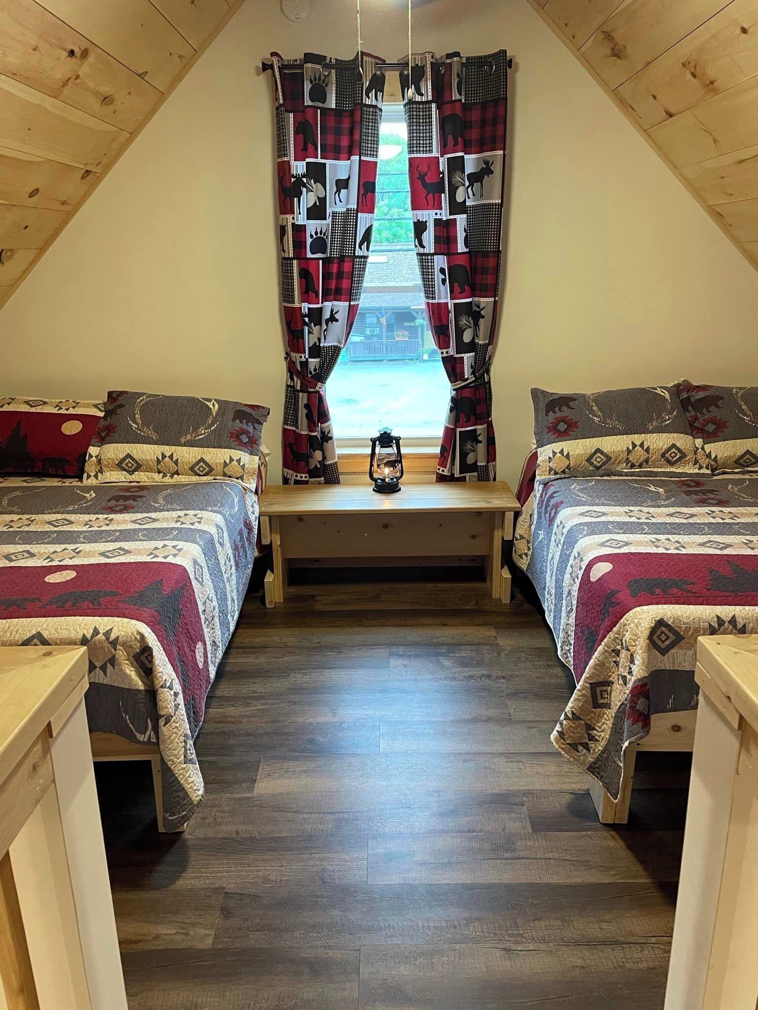 Each side of the loft has 2 full beds.
