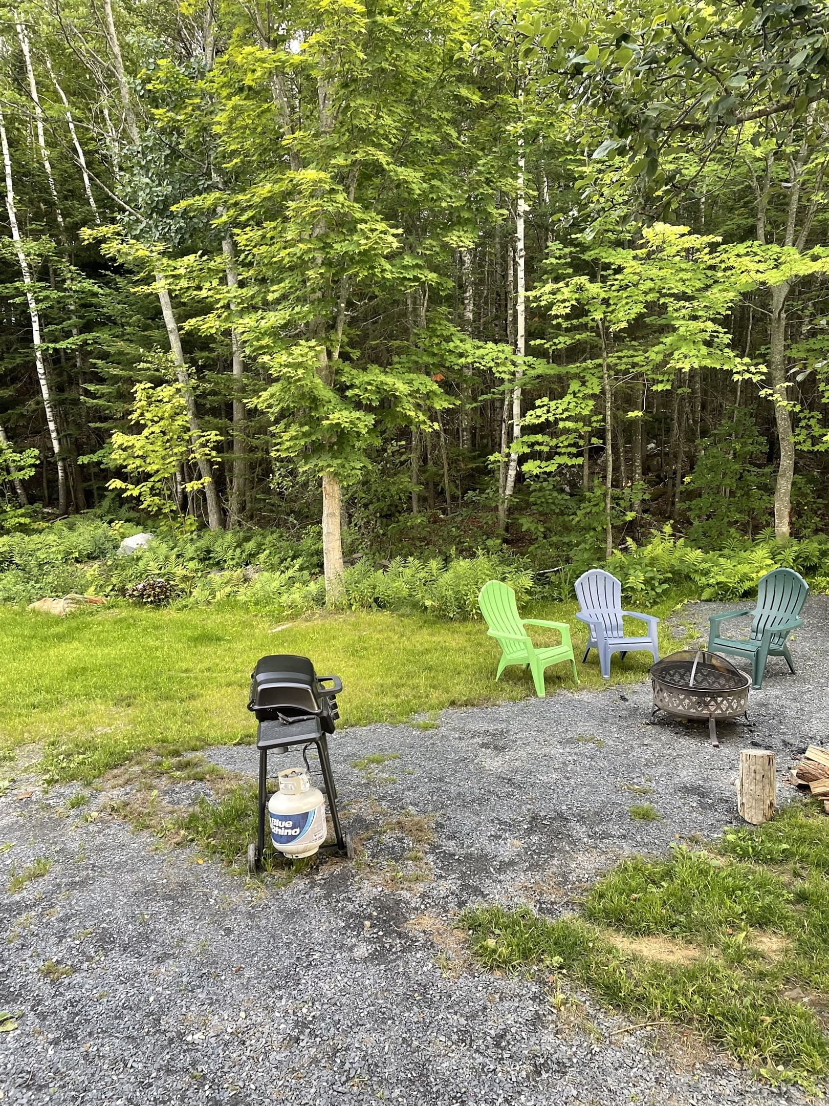 Fire pit,  grill, and plenty of space to sit and relax by the brook in the back.