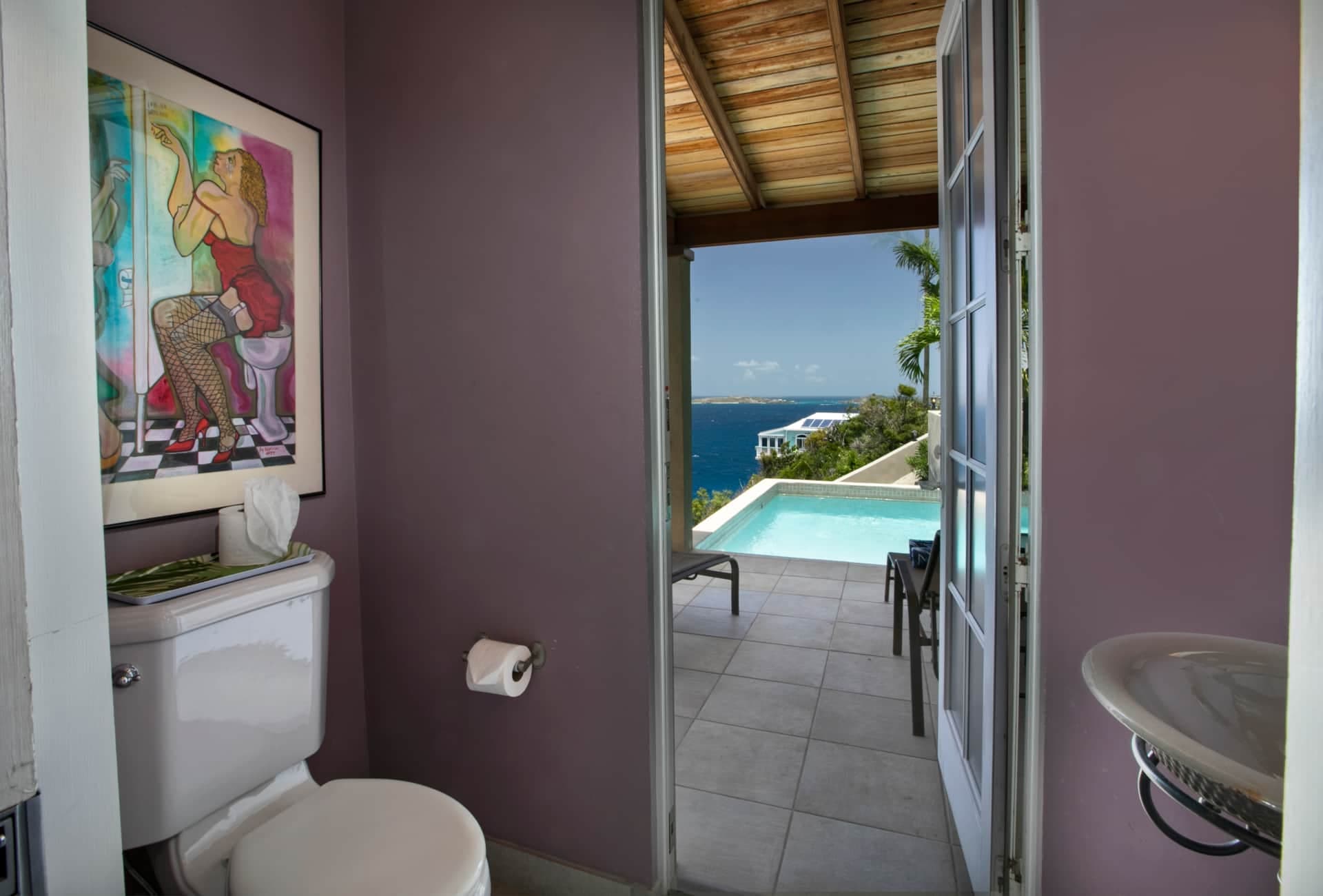 Half bath accessible from pool