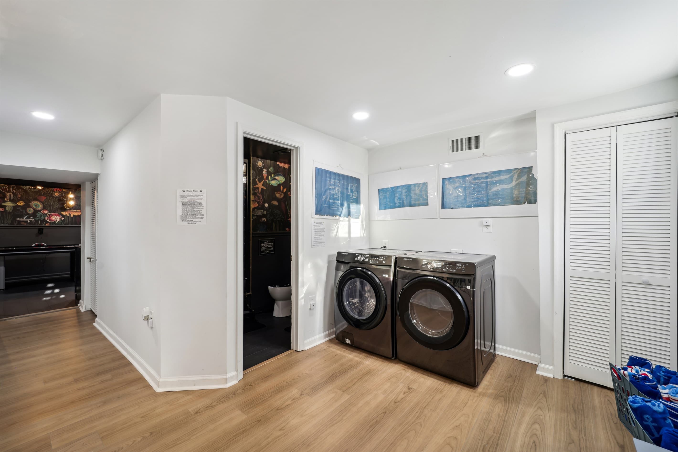 Full size washer and dryer available for use in the basement