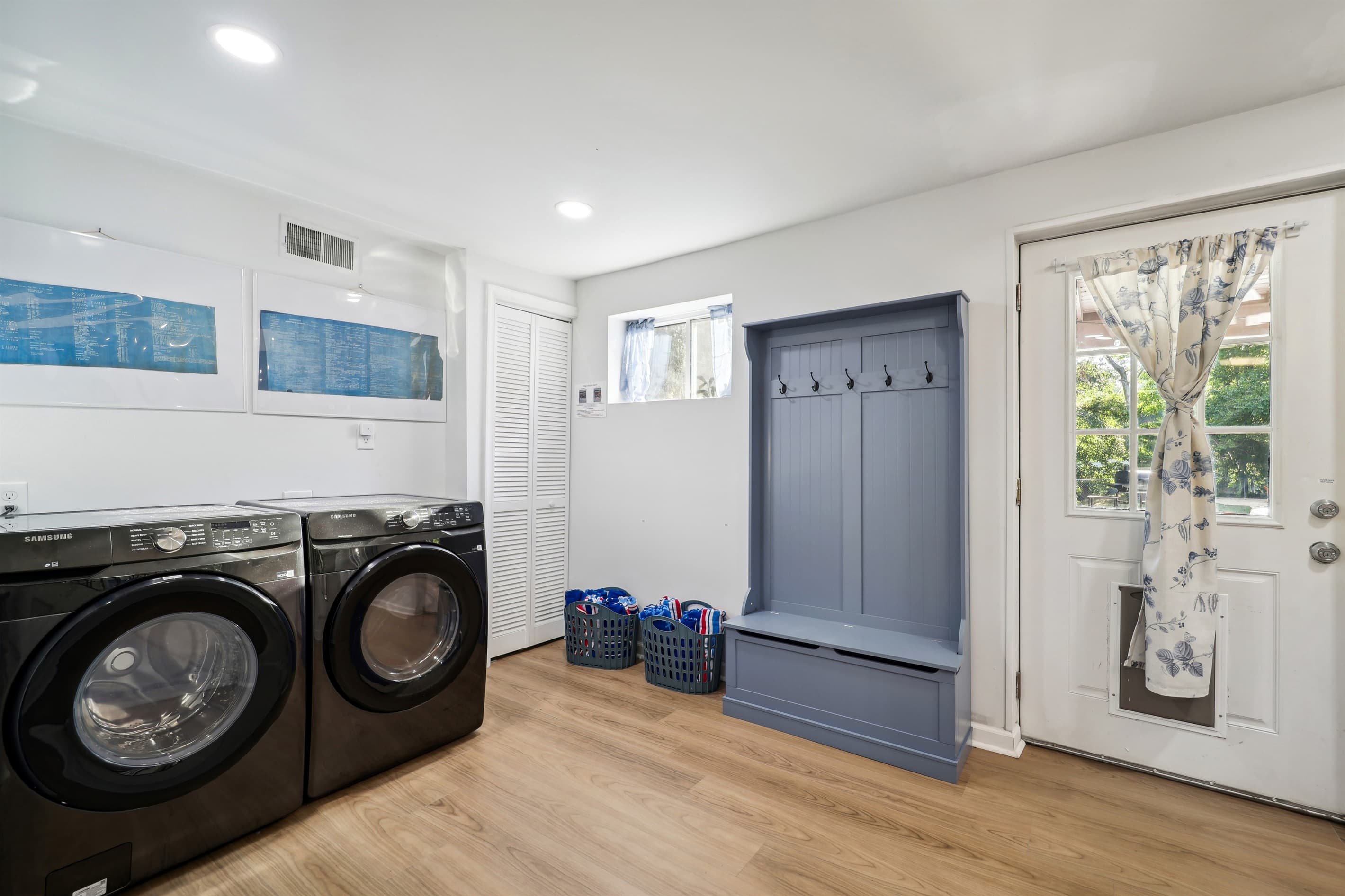 The large dog door provides easy access for your dogs to the backyard throughout your stay