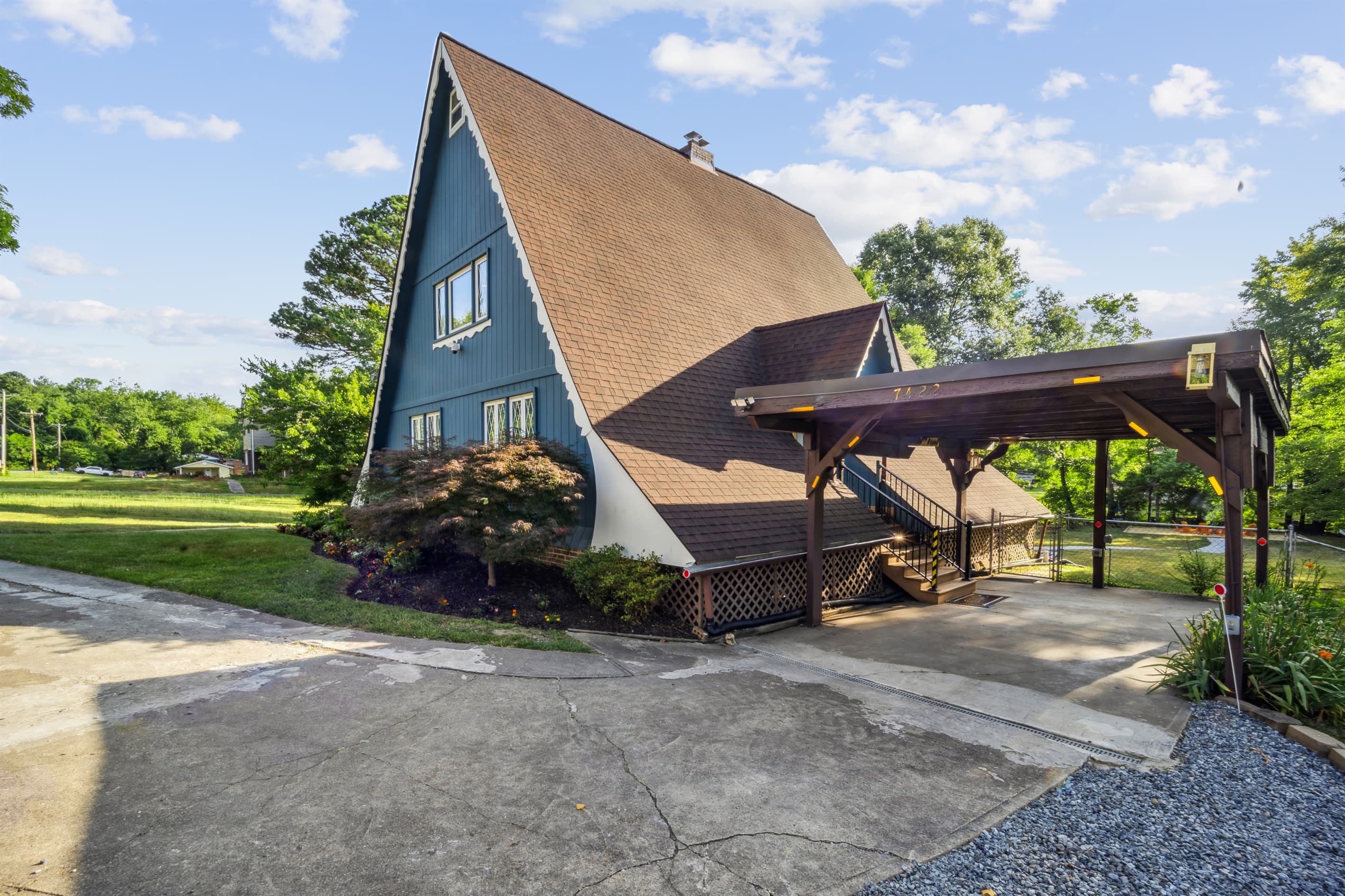 The main entrance to the house is through the carport entrance.