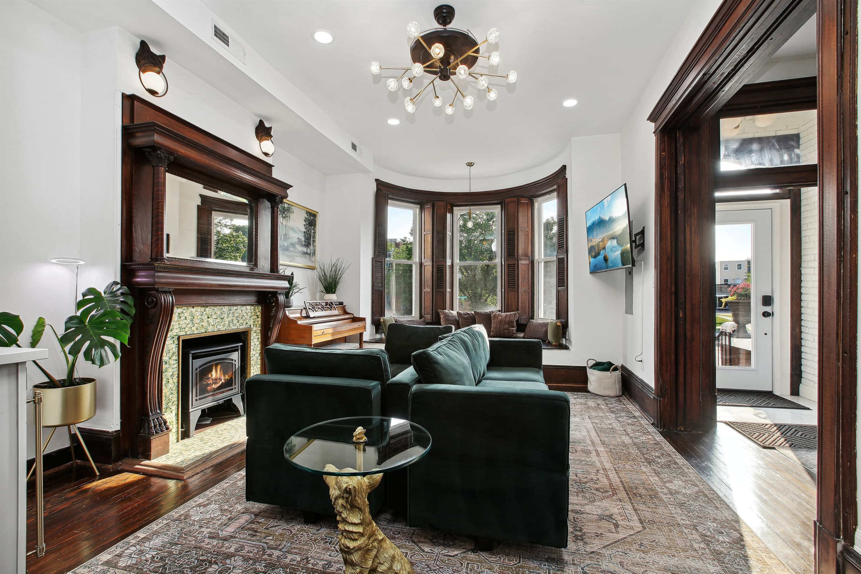 Play some music on the piano, cozy up by the fireplace and relax after a day exploring DC!