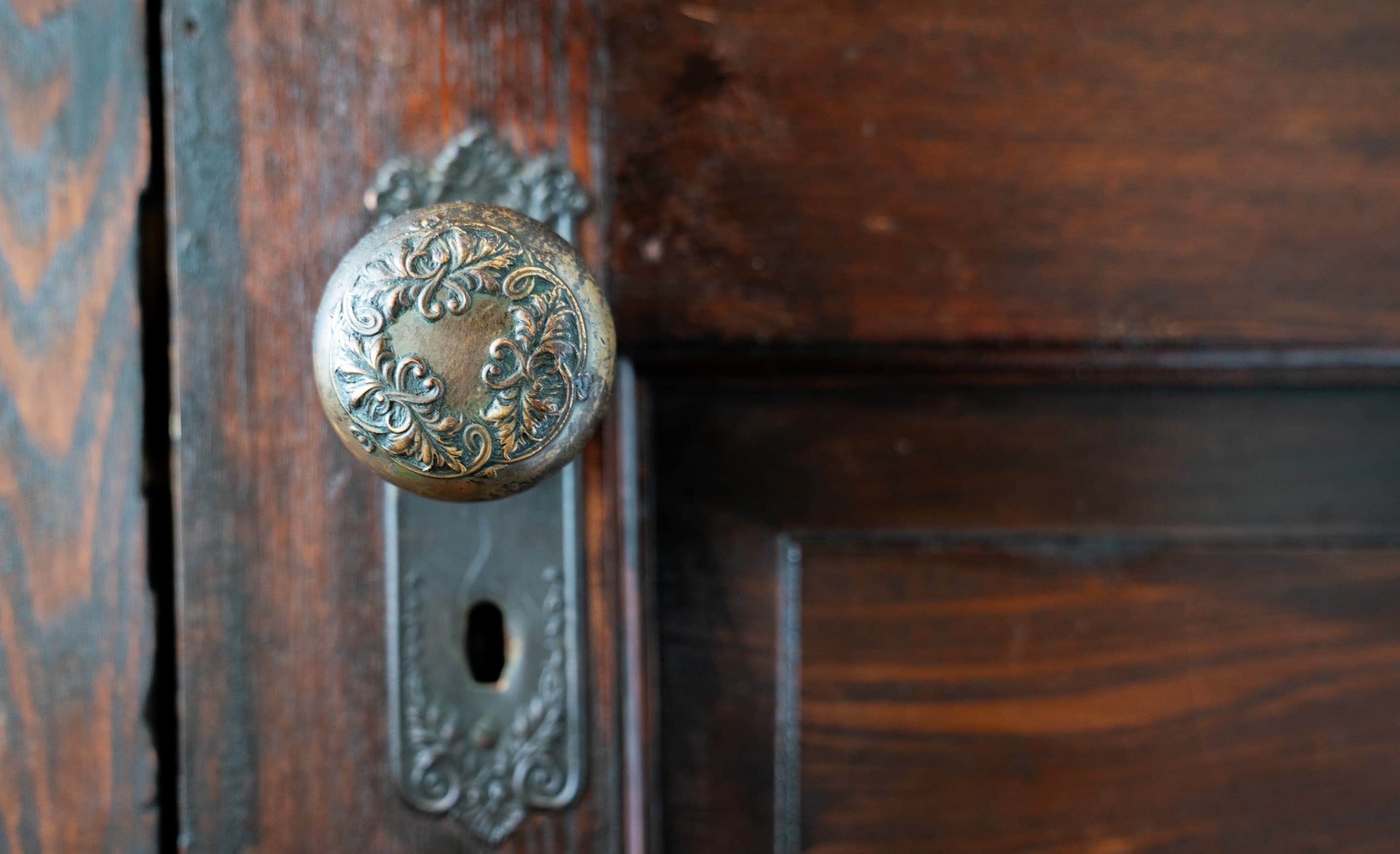 Original hardware can be seen on each of the antique doors in the home