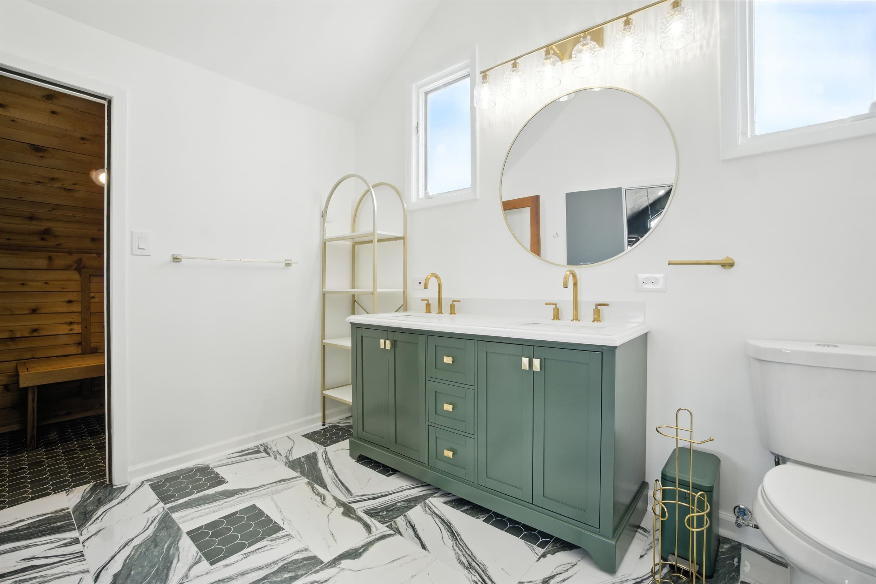 3-Person Sauna is inside this bathroom