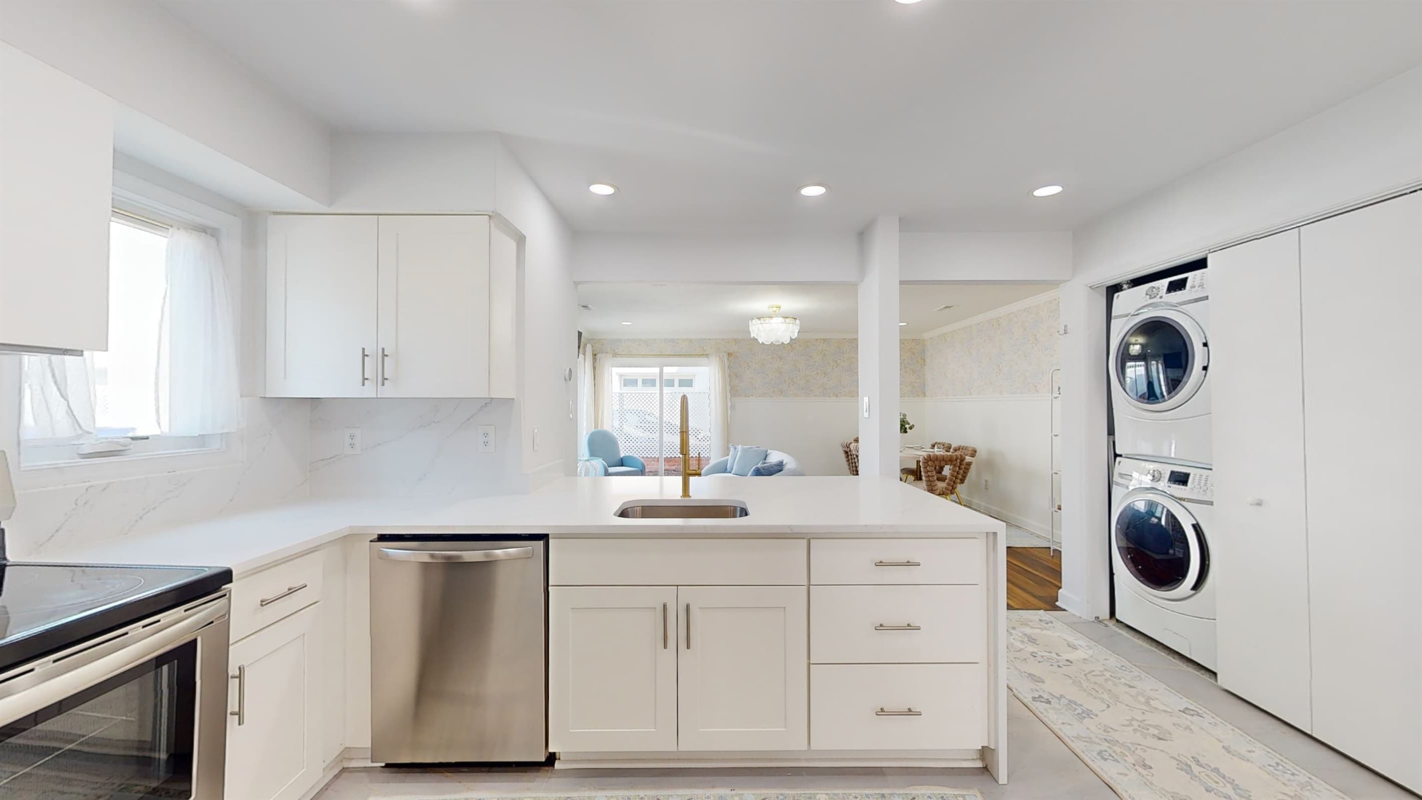 Full Kitchen with stainless steel appliances in Unit B