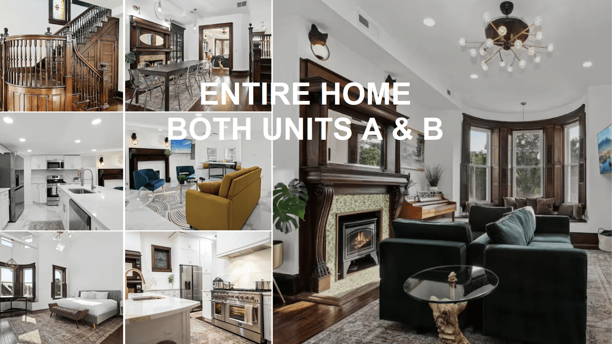 Our home is split into two units and has a total of 11 bedrooms and 8 bathrooms