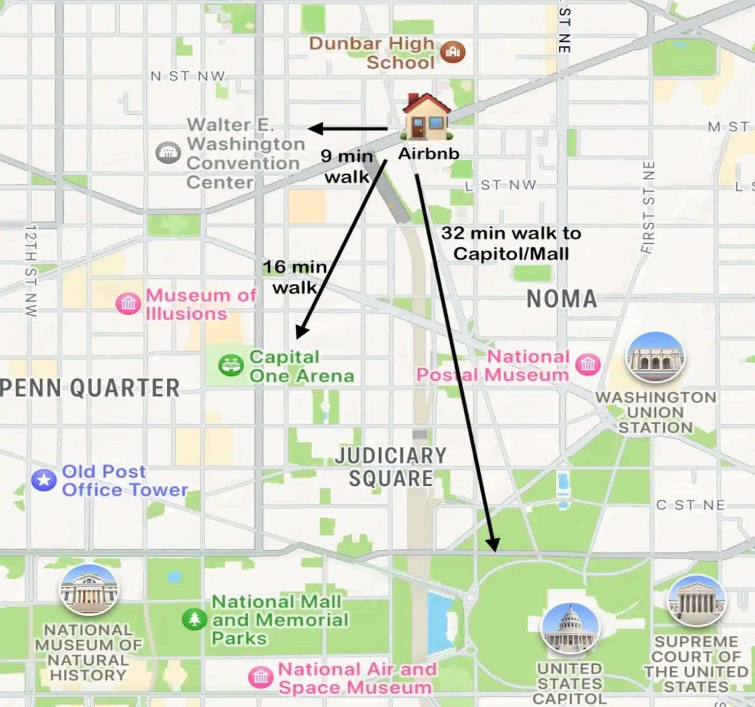 The place is centrally located to all of DC's major attractions