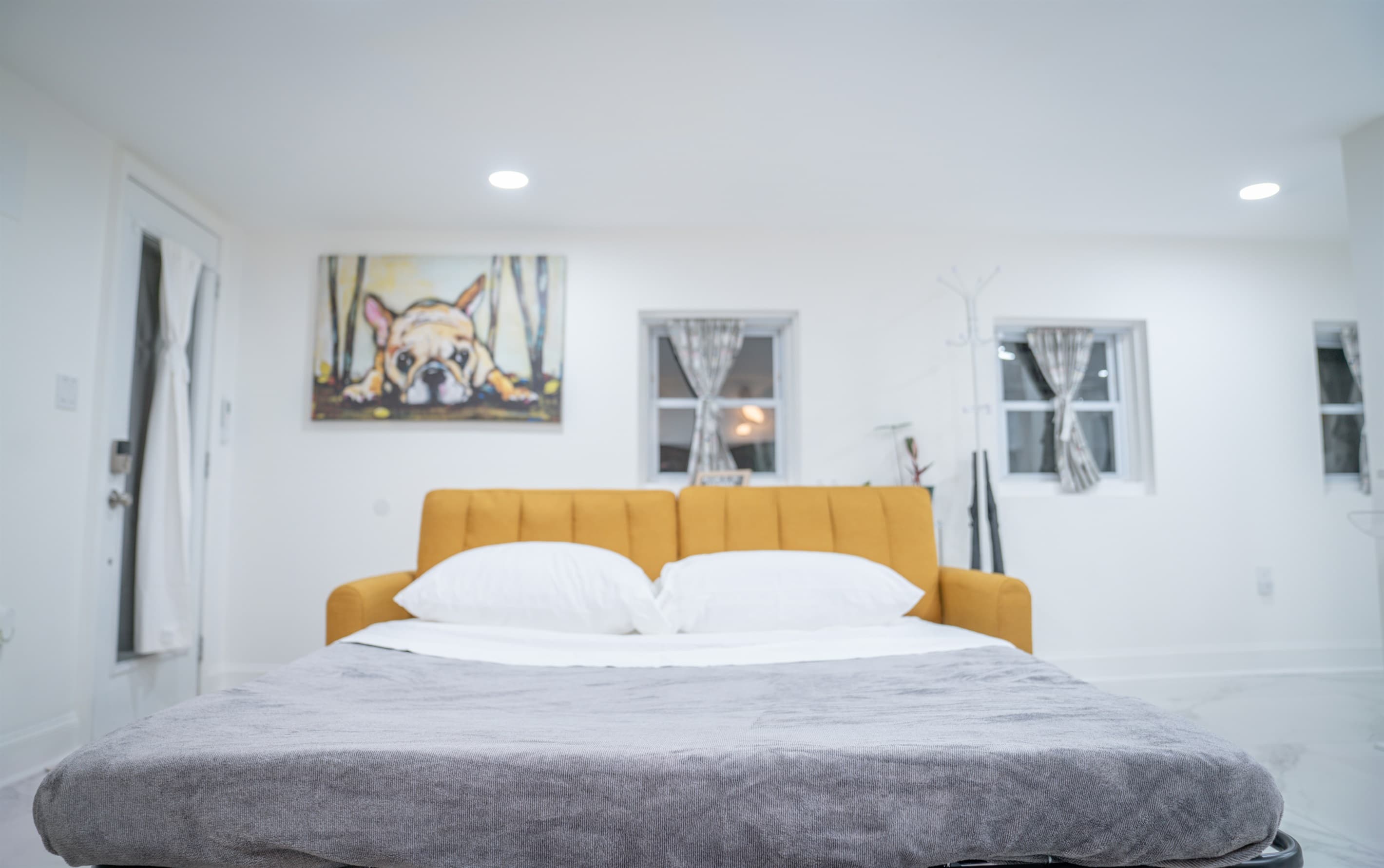 The sofa in the living room is also a pull out Queen bed