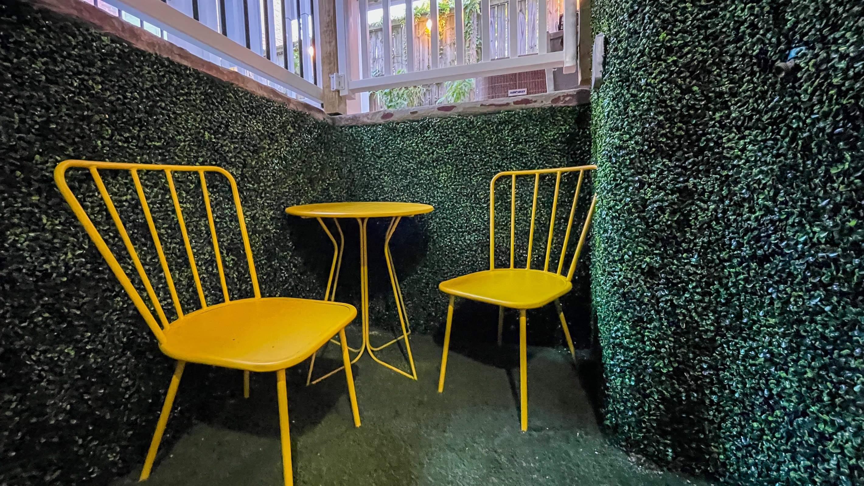 There is a cute patio area with a bistro set where you can enjoy your morning coffee in the backyard