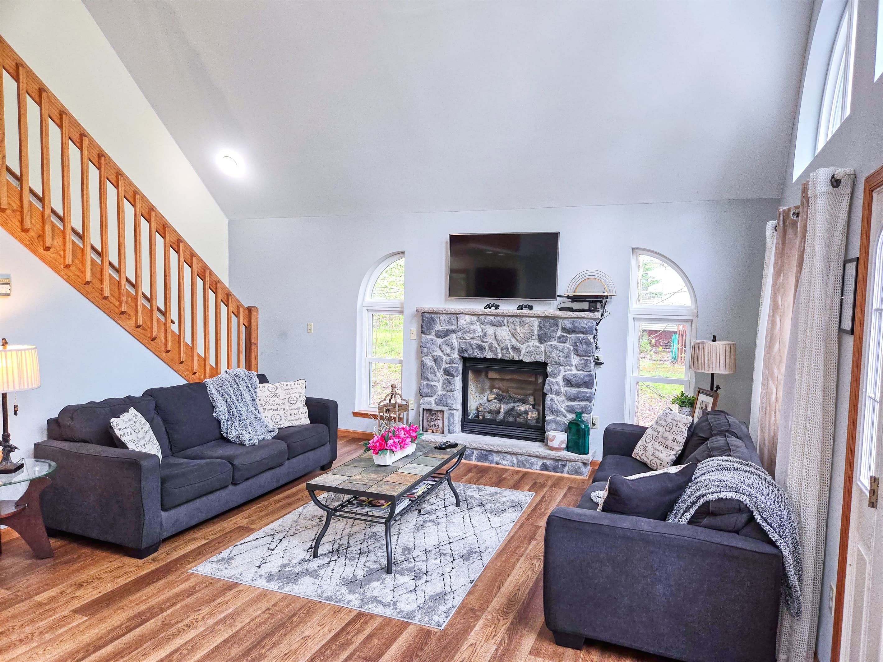 Living room with propane fireplace