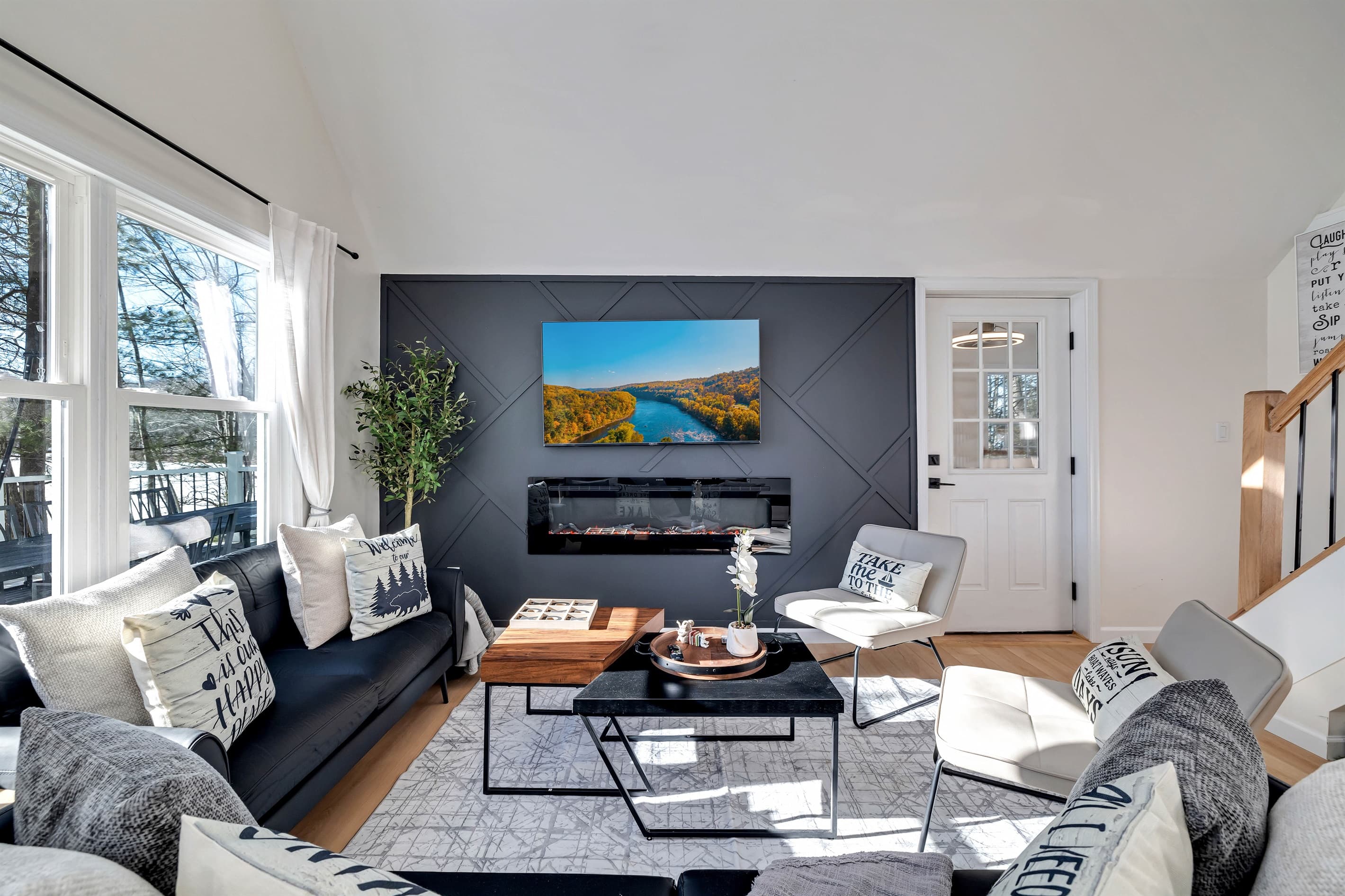 Living room with TV and seating