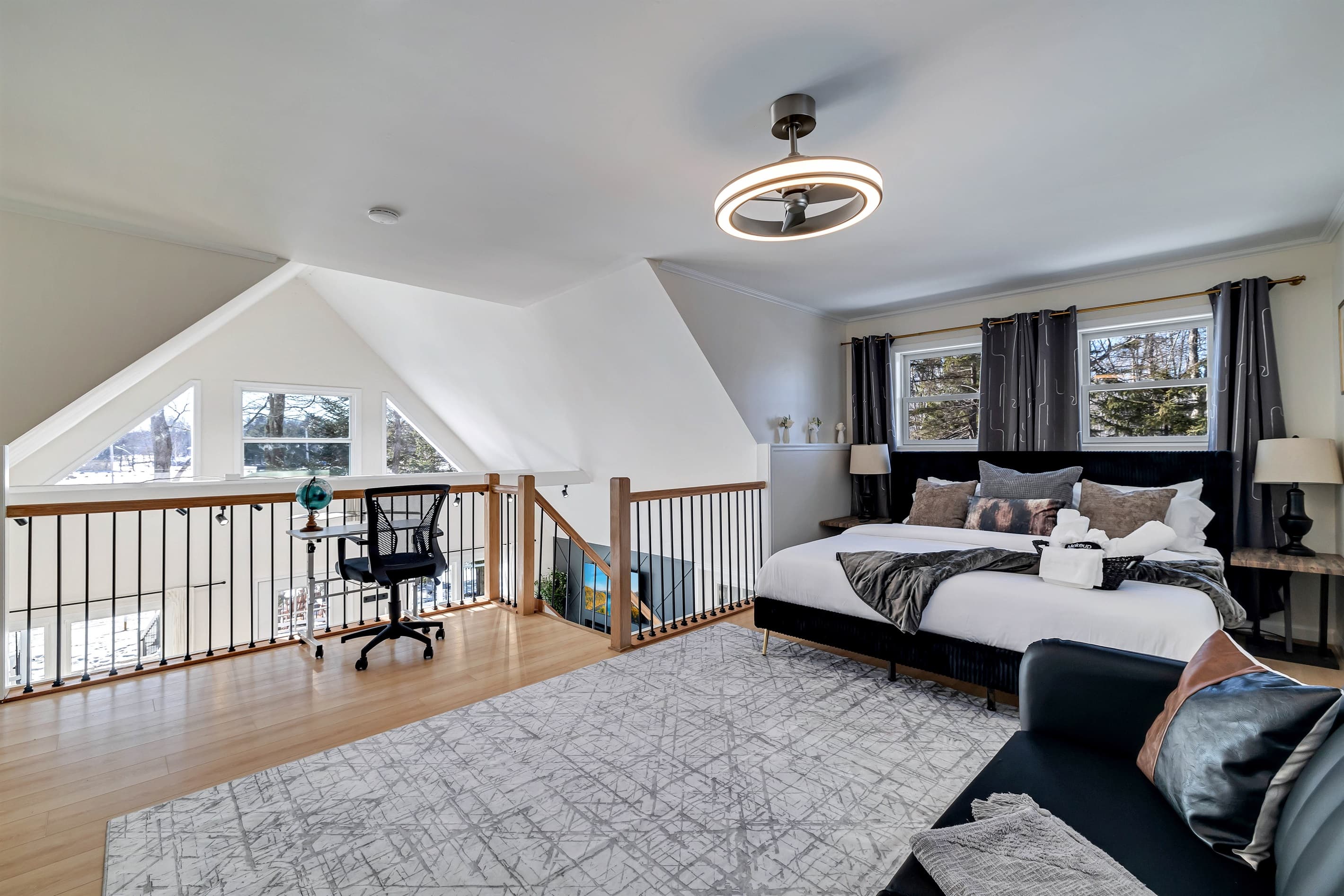Loft bedroom with king bed