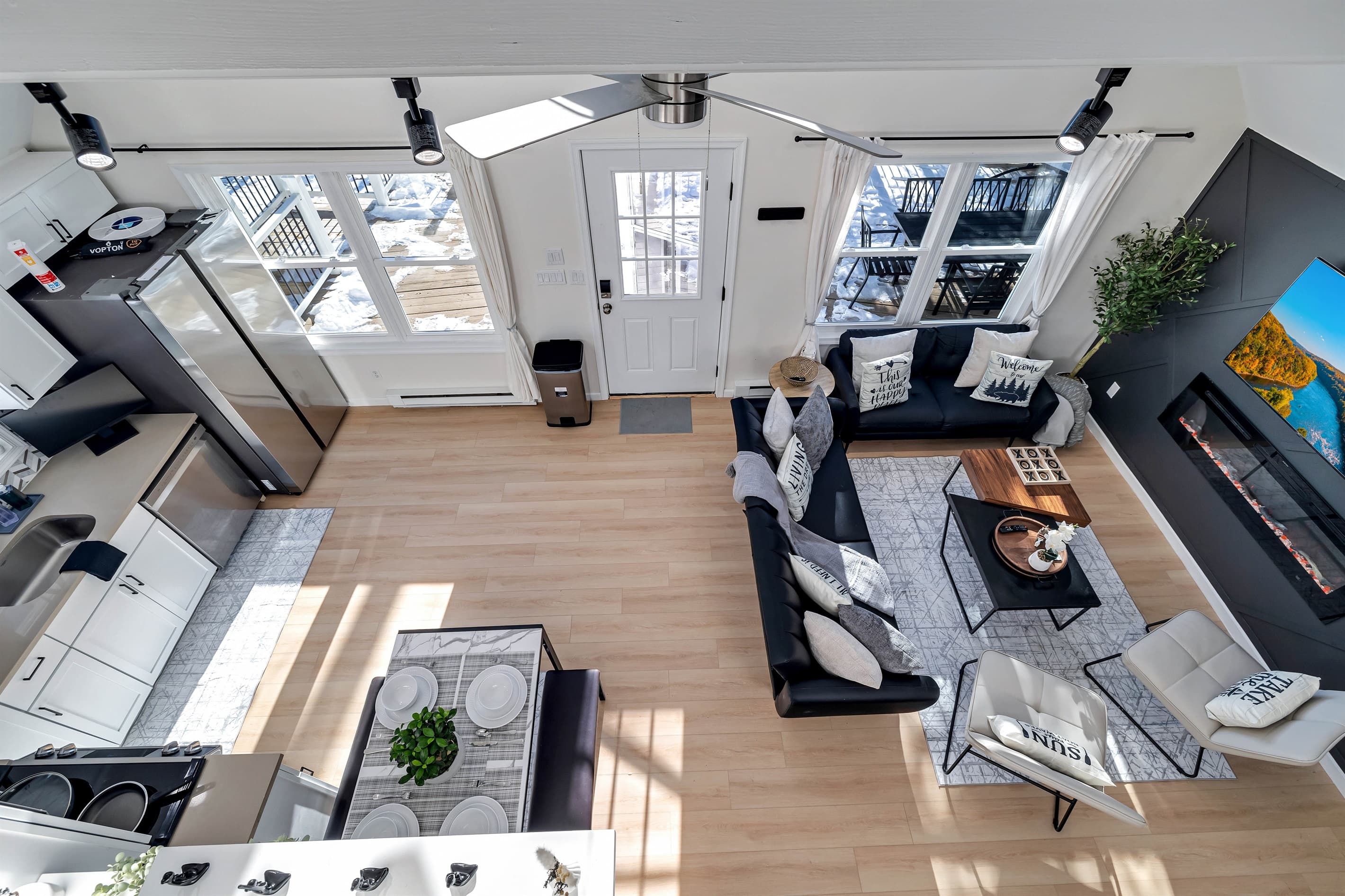 Living room with seating and Smart TV
