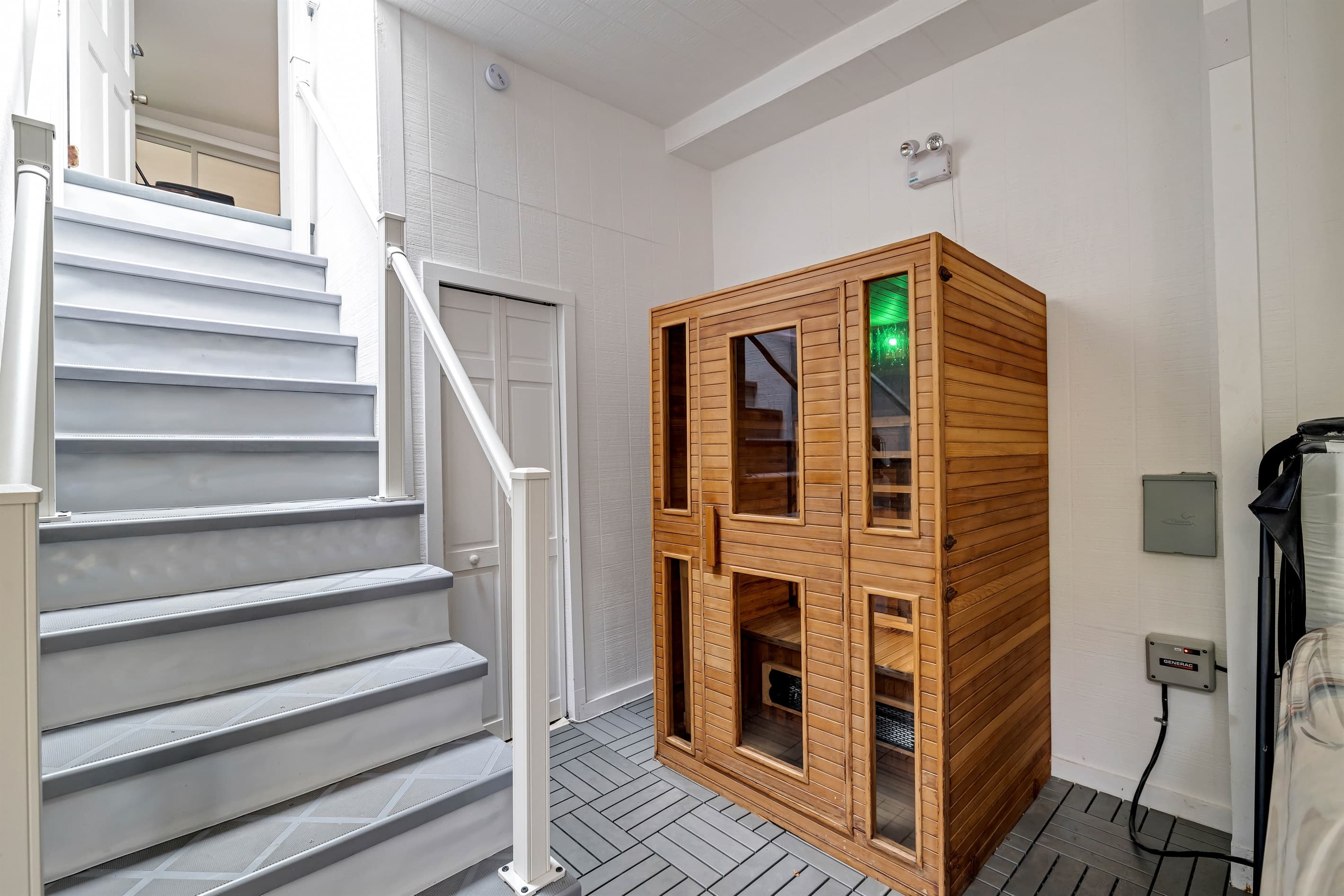 Relax and unwind in the private 2-person sauna, perfect for a soothing retreat