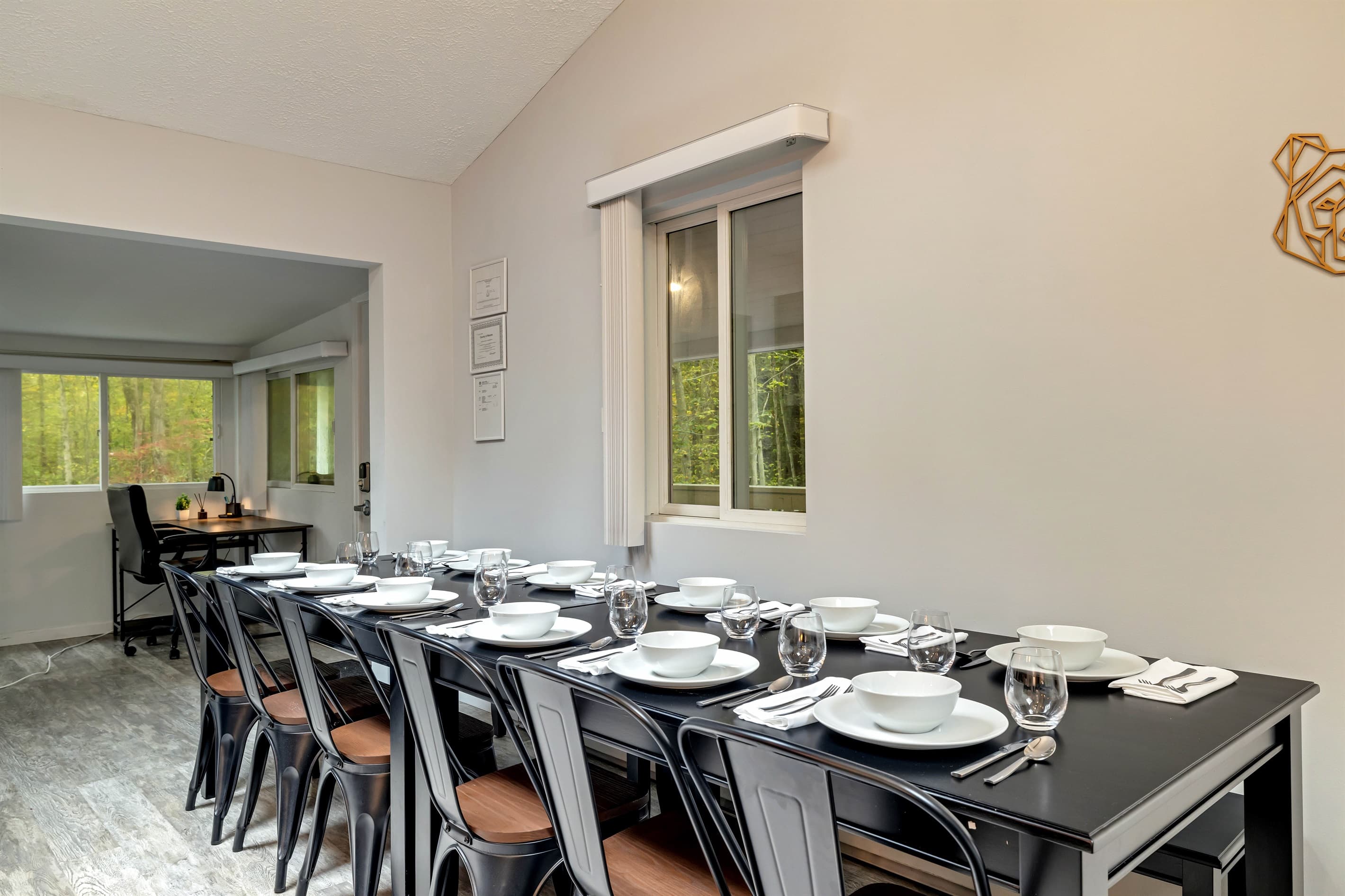 Gather around the spacious dining area that comfortably seats 12, perfect for family meals and celebrations.
