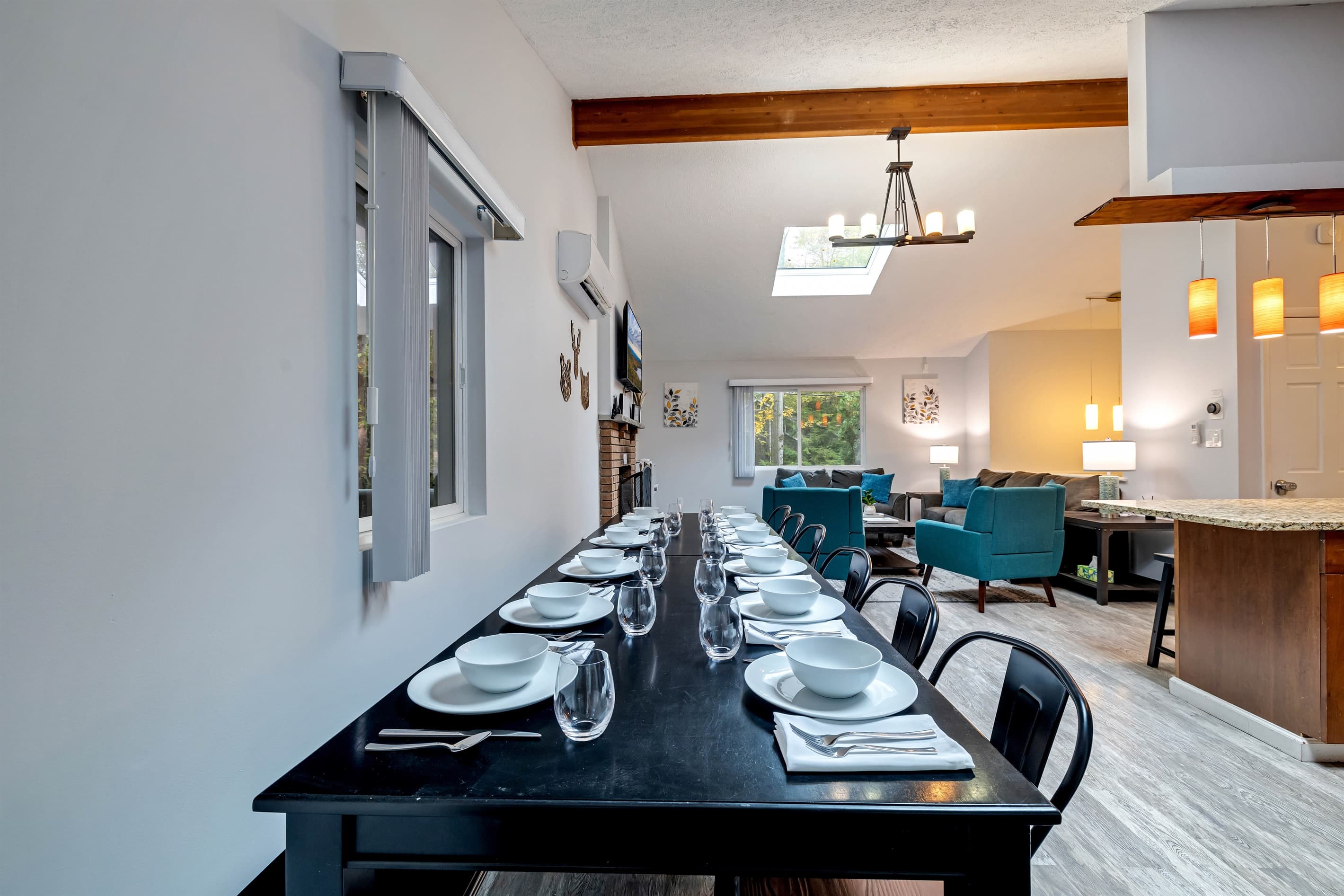Gather around the spacious dining area that comfortably seats 12, perfect for family meals and celebrations.