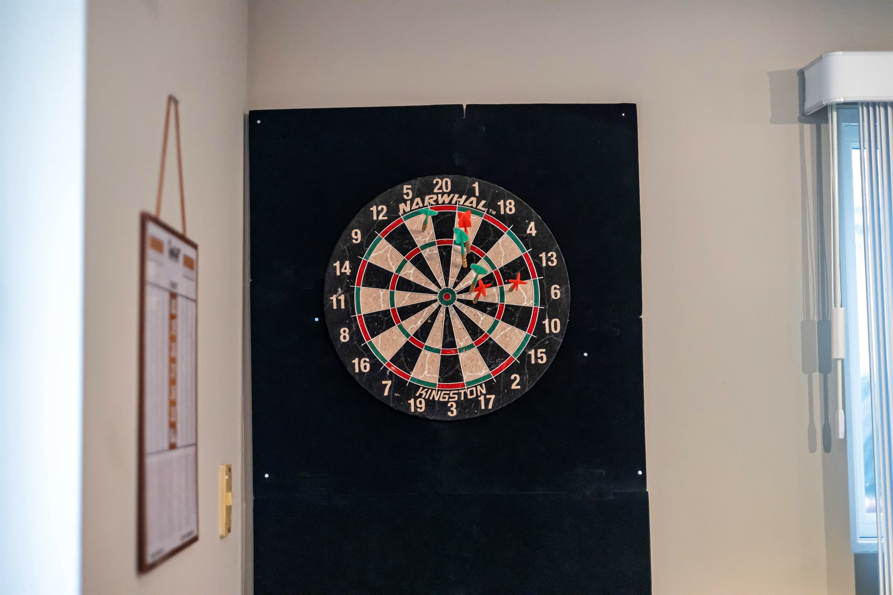 Challenge your friends to a game of darts for some competitive fun in the game room!