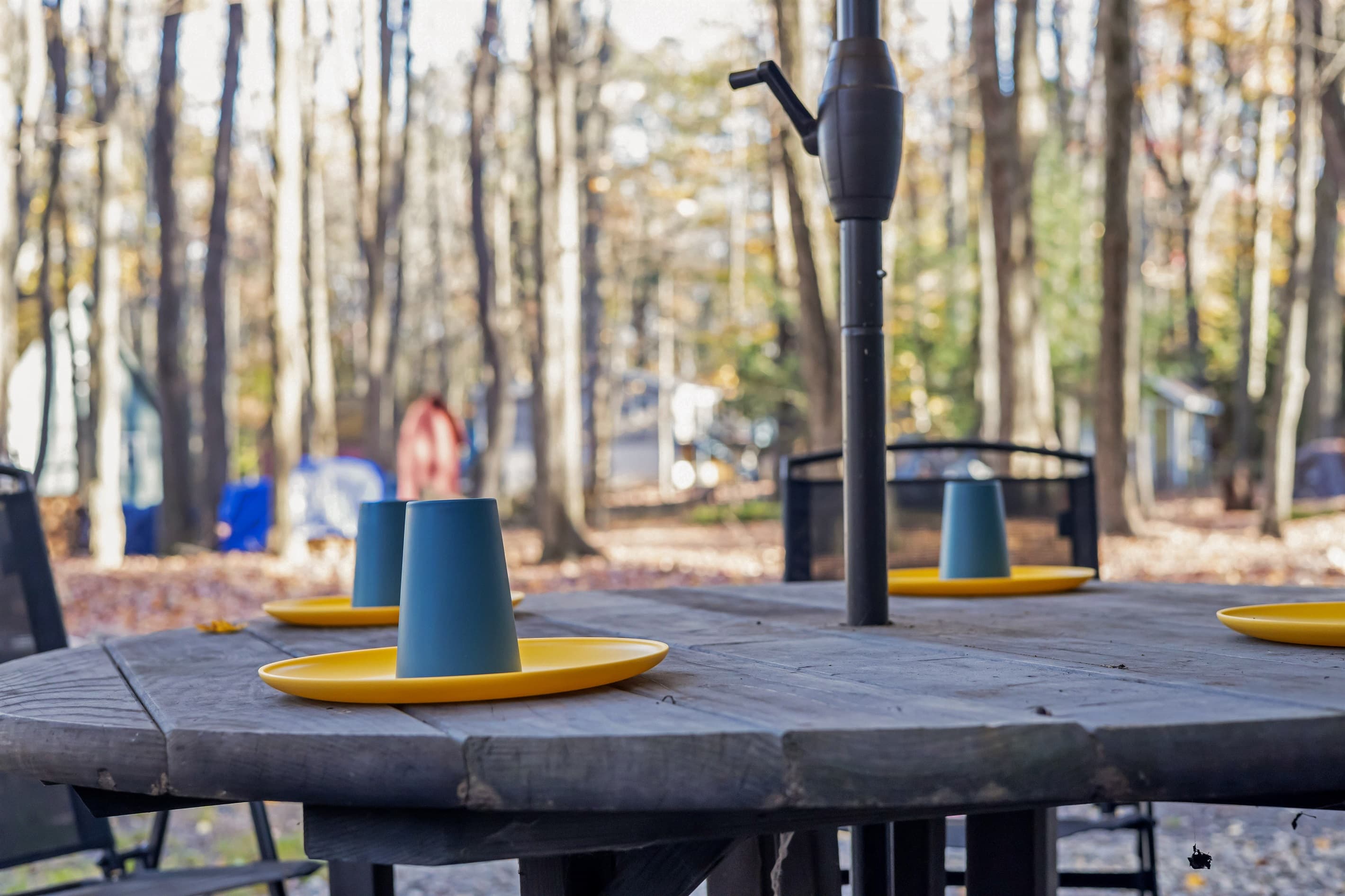 Arrowhead Lake Rental - Outdoor table next to grilling area | Serhii Vacation Rentals