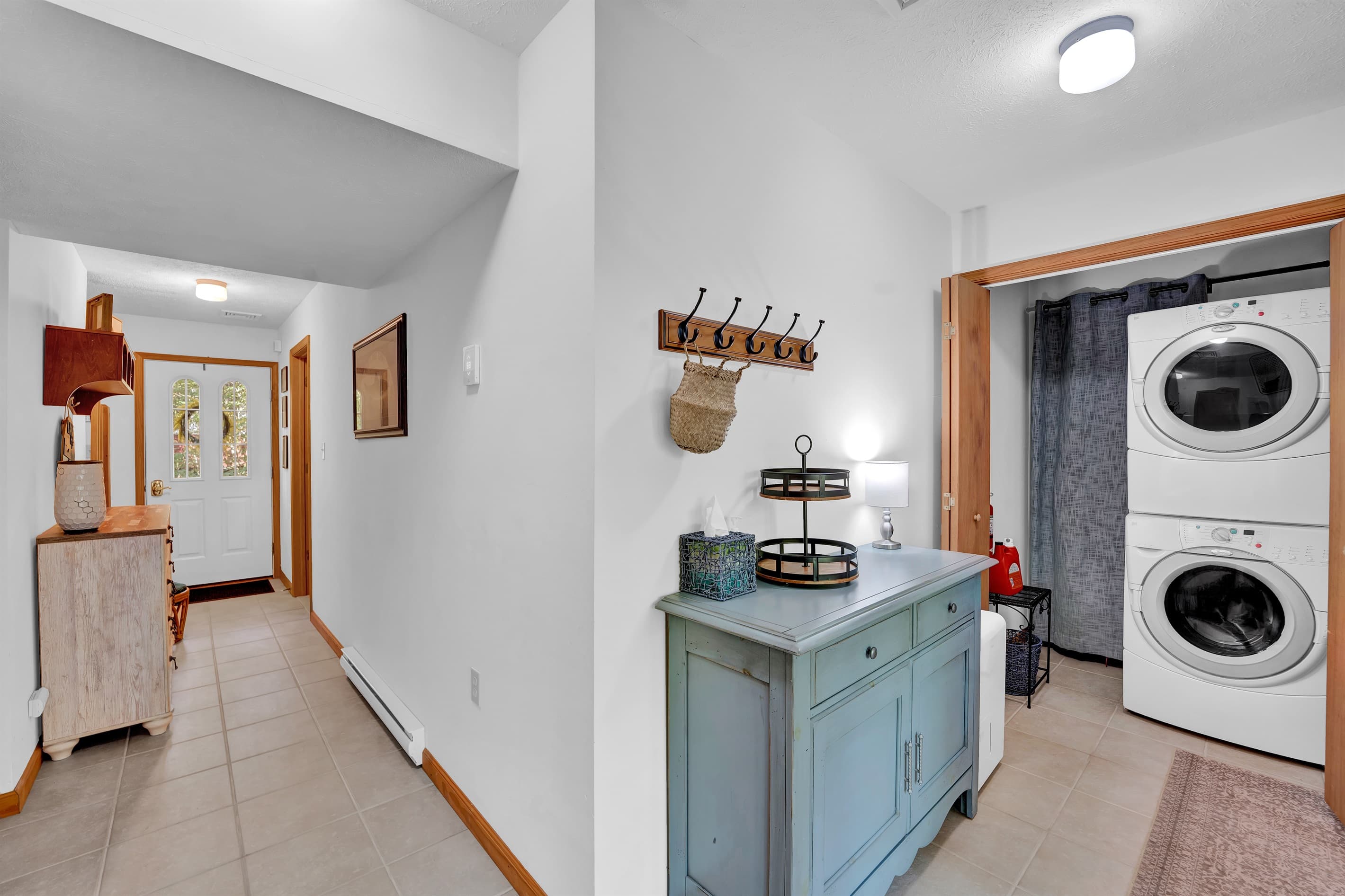 Lower level hallway with laundry area