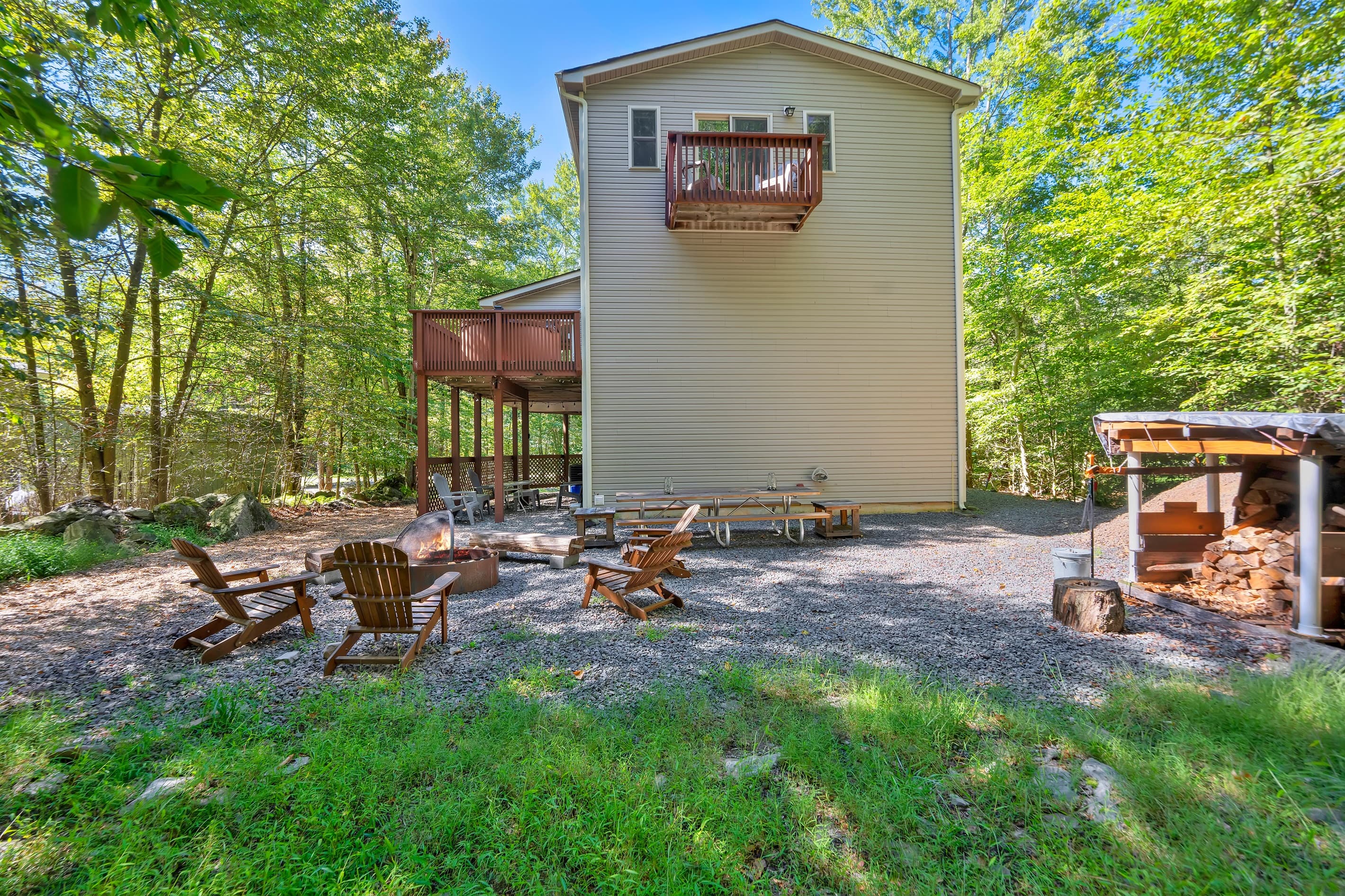 Backyard with firepit