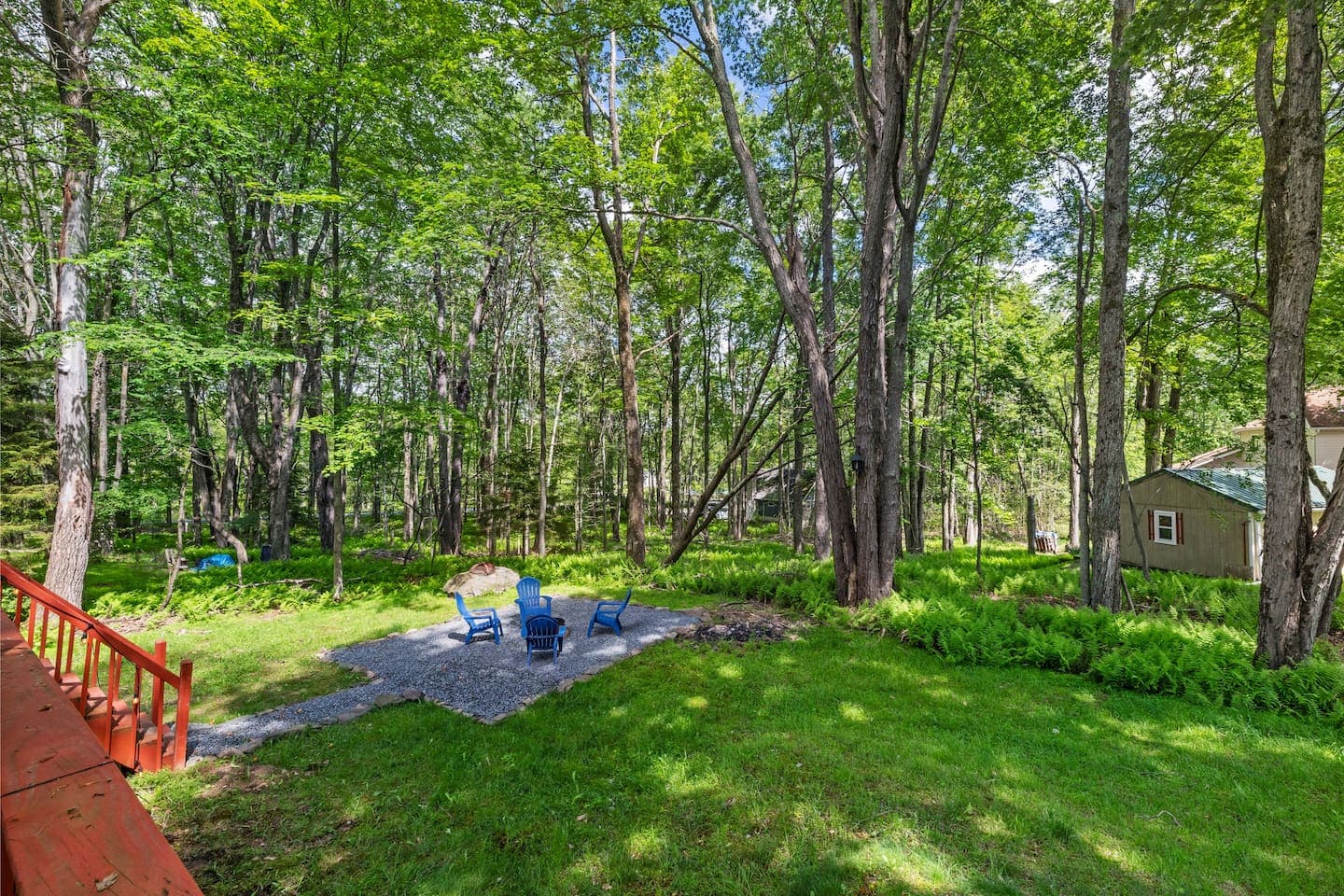Inviting outdoor area with firepit and seating—perfect for s’mores and stories