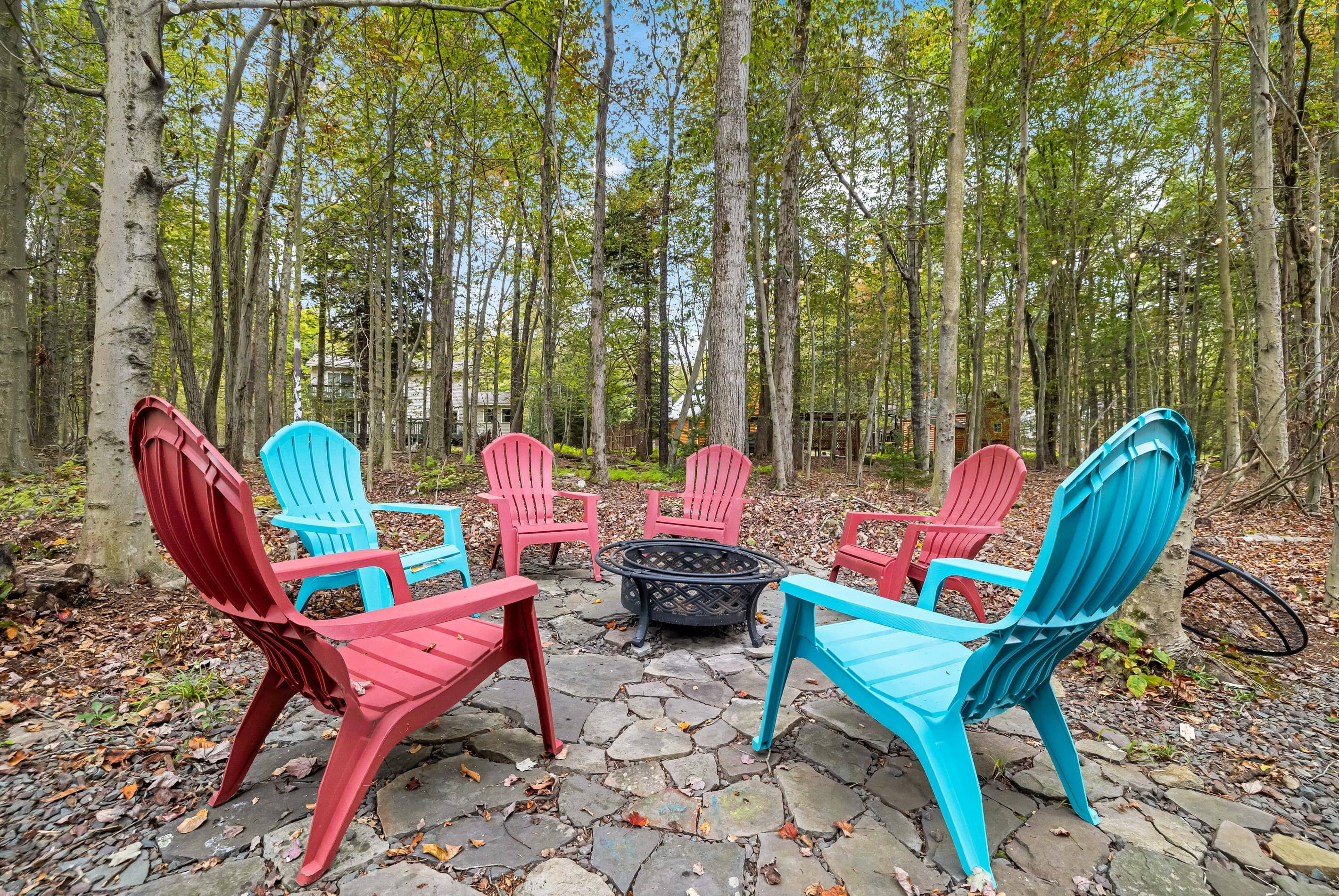 Outside firepit with chairs