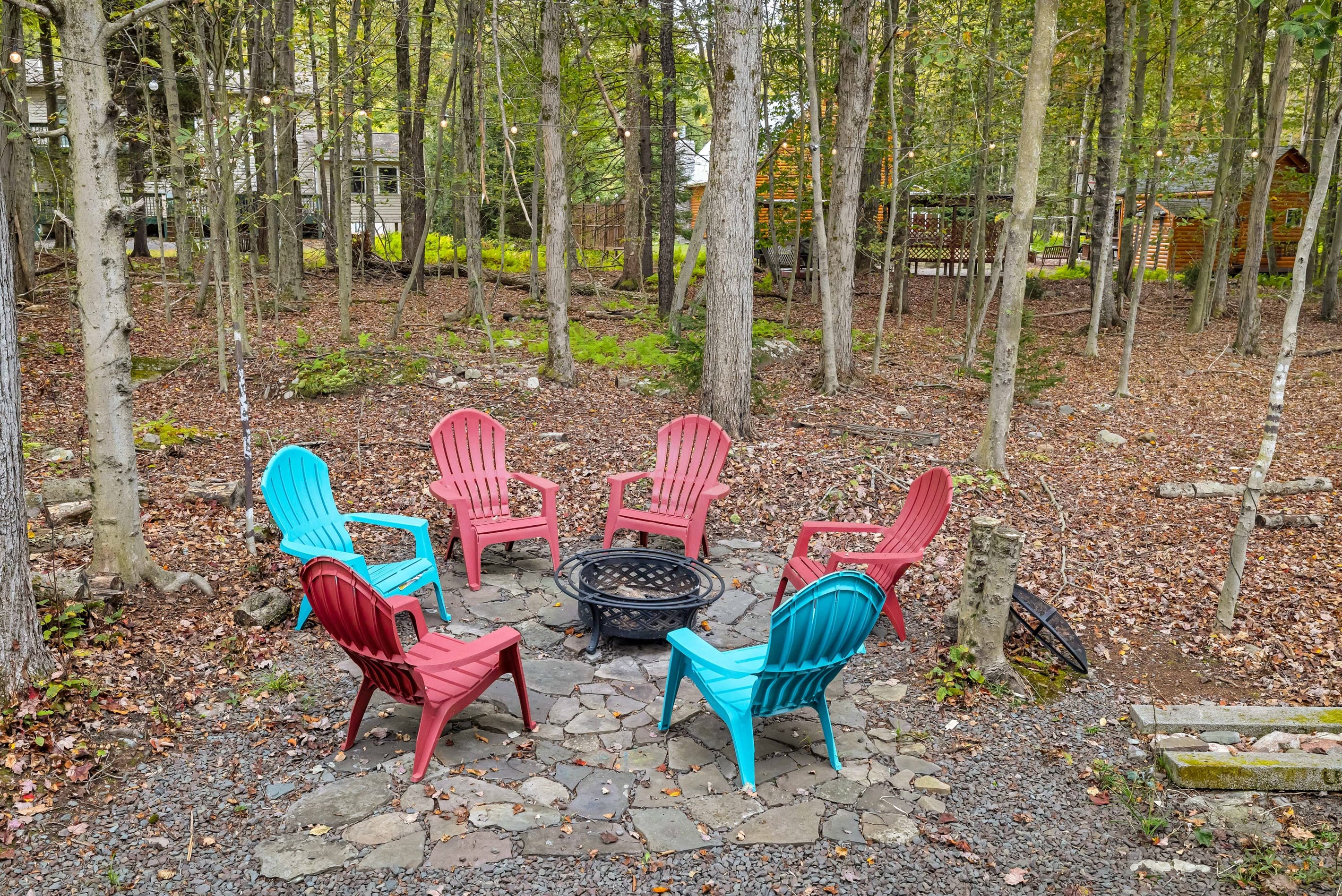 Outside firepit with chairs