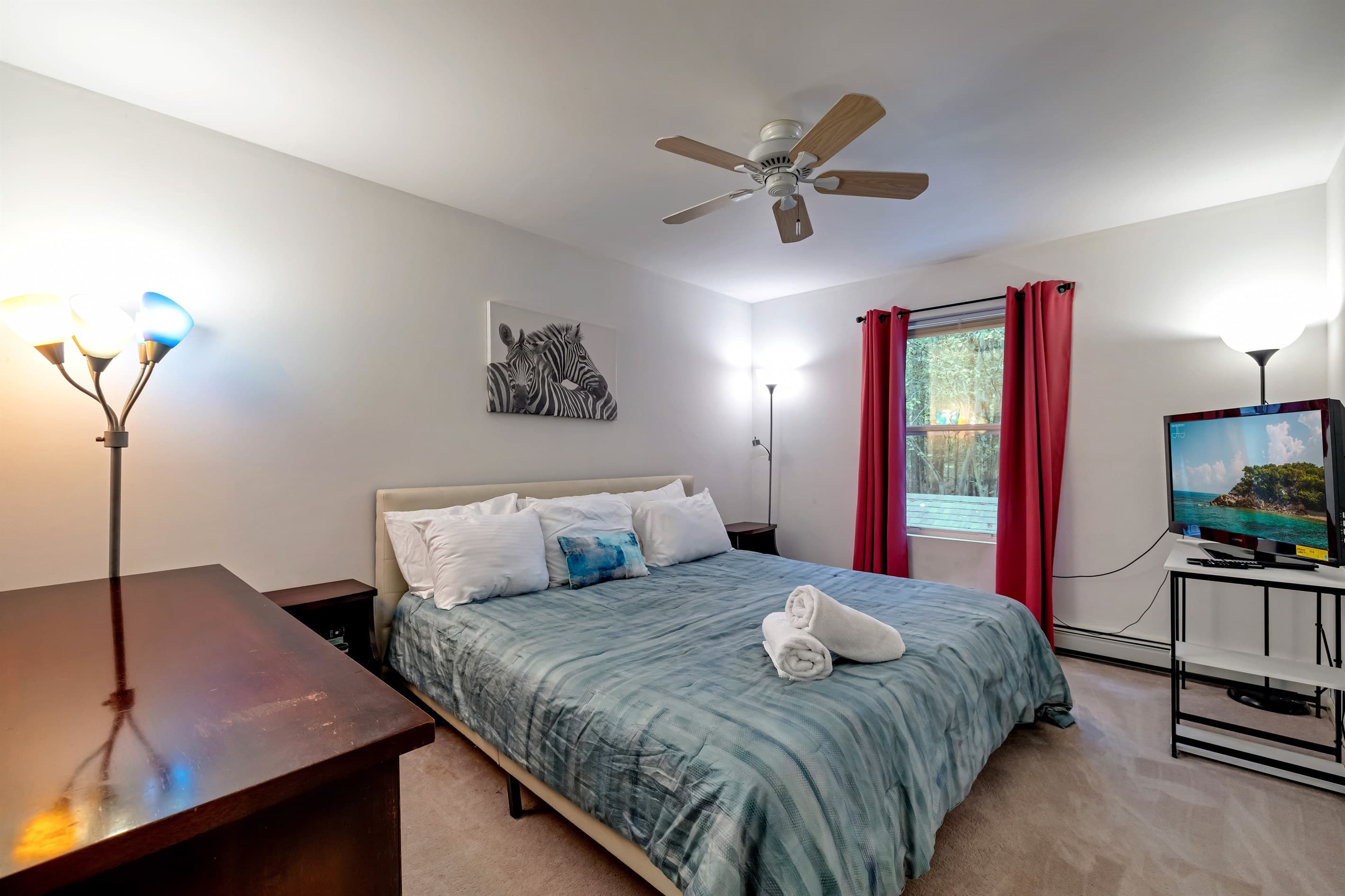 Bedroom with King bed and TV on 2nd floor