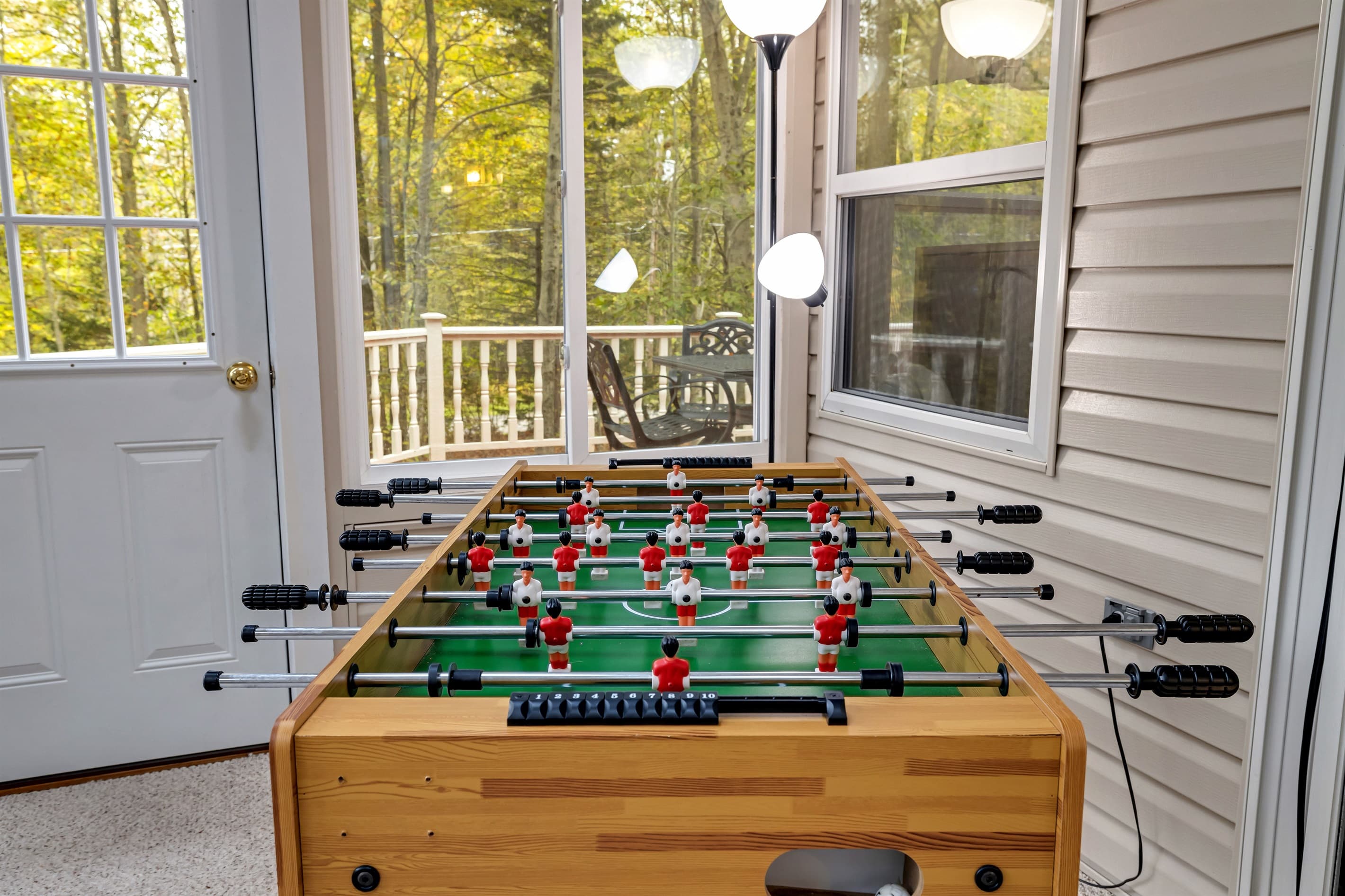 Foosball in sunroom