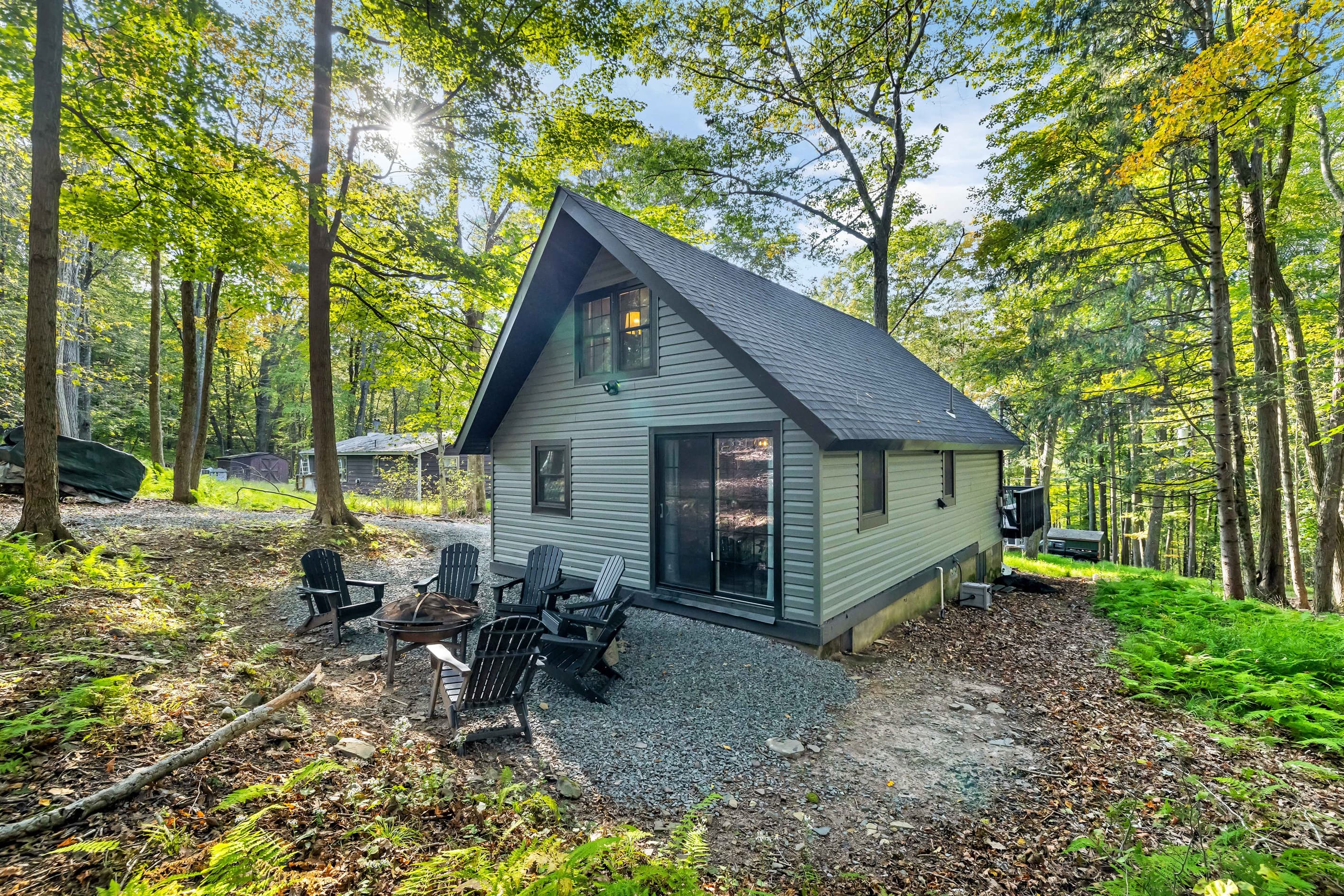Backyard with firepit and seating area