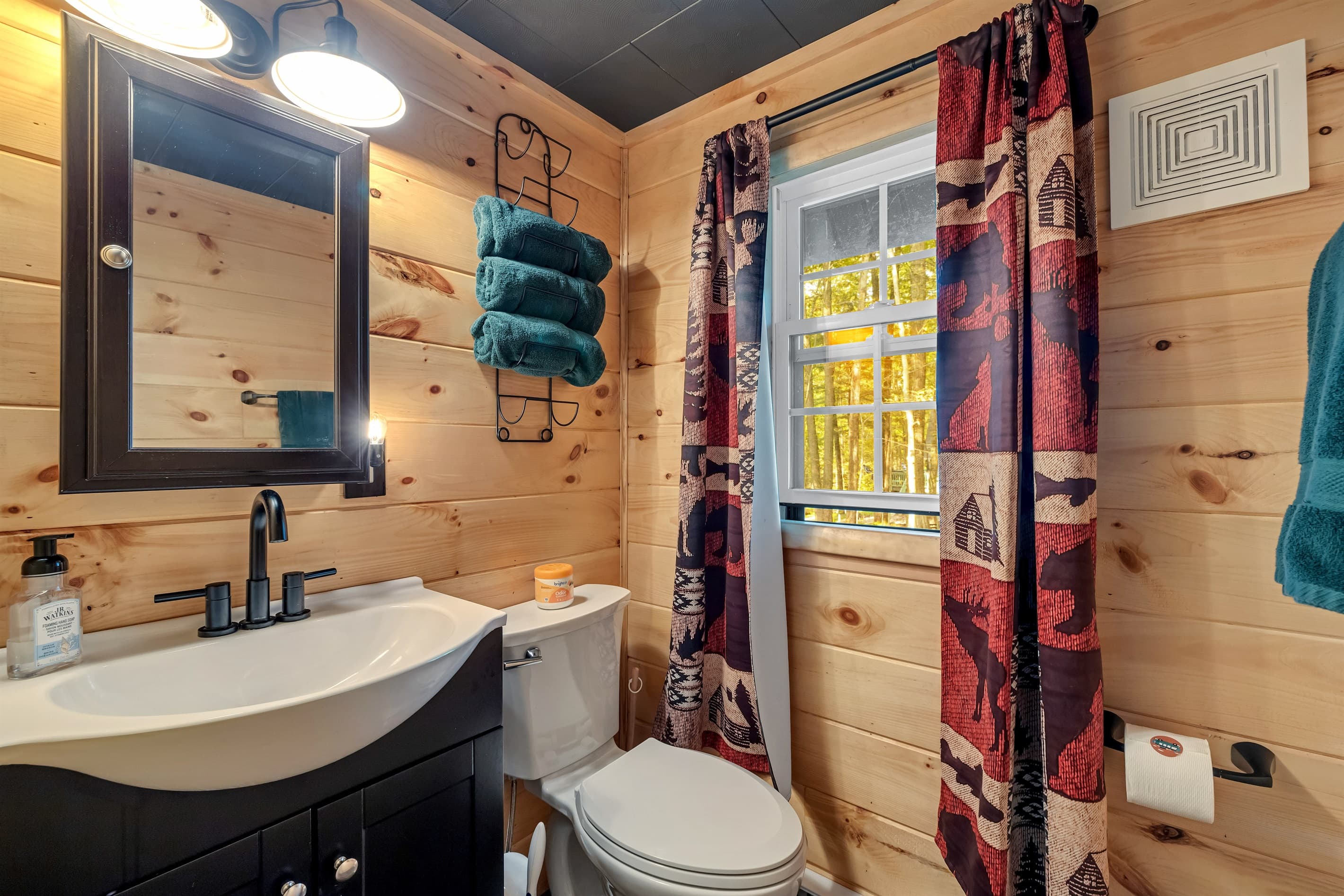 Bathroom with corner shower