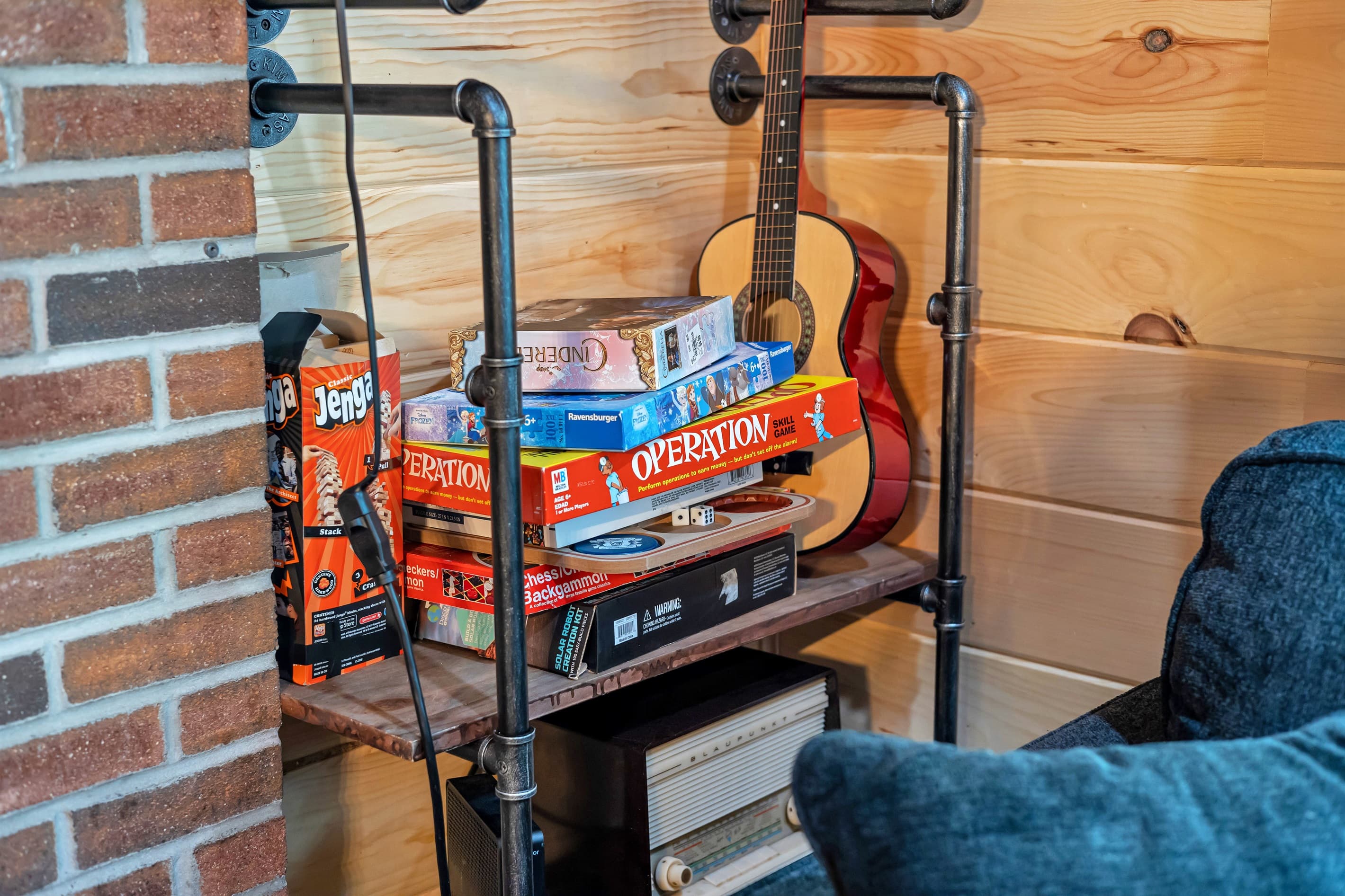 Games and books in the living room