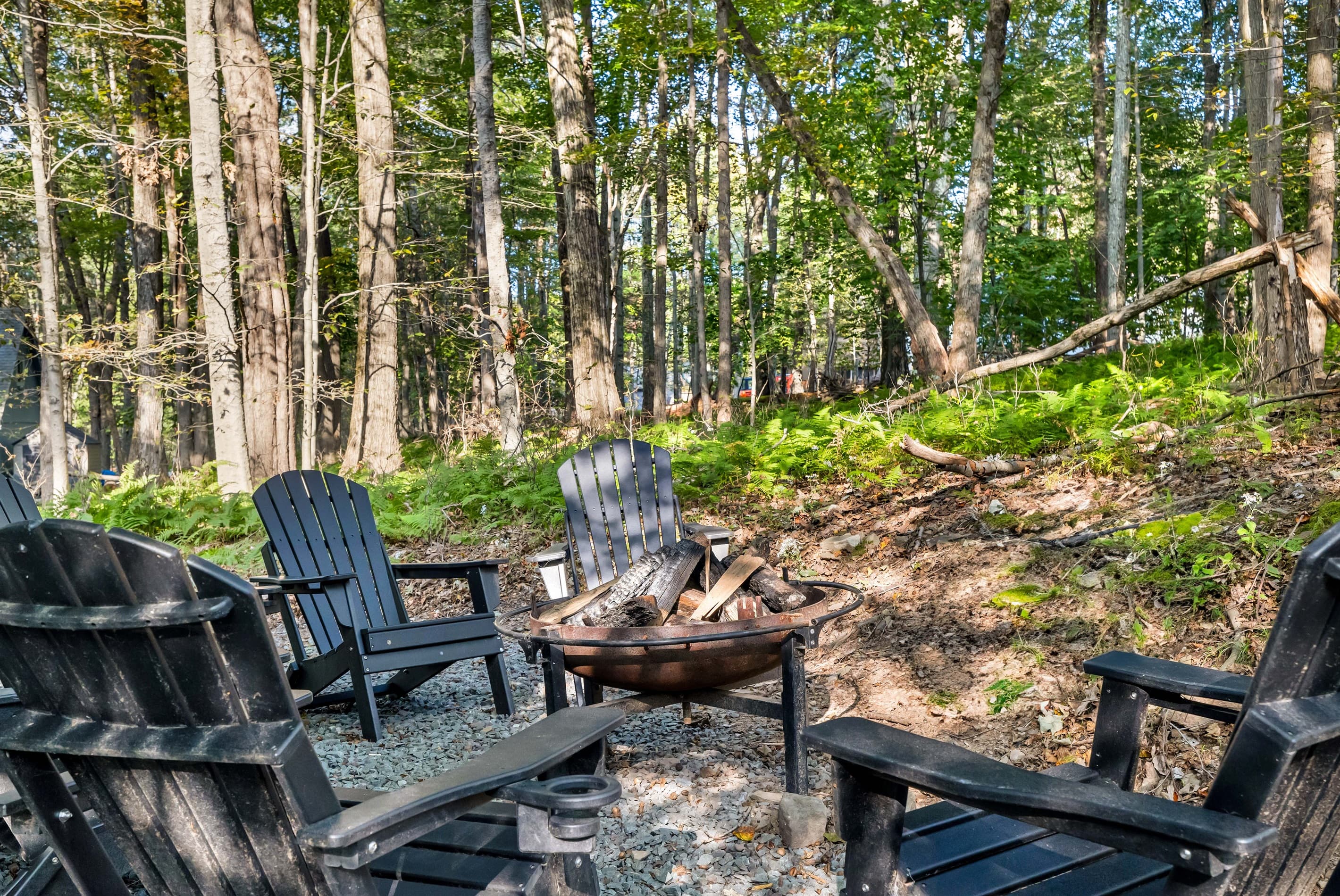 Backyard with firepit and seating area