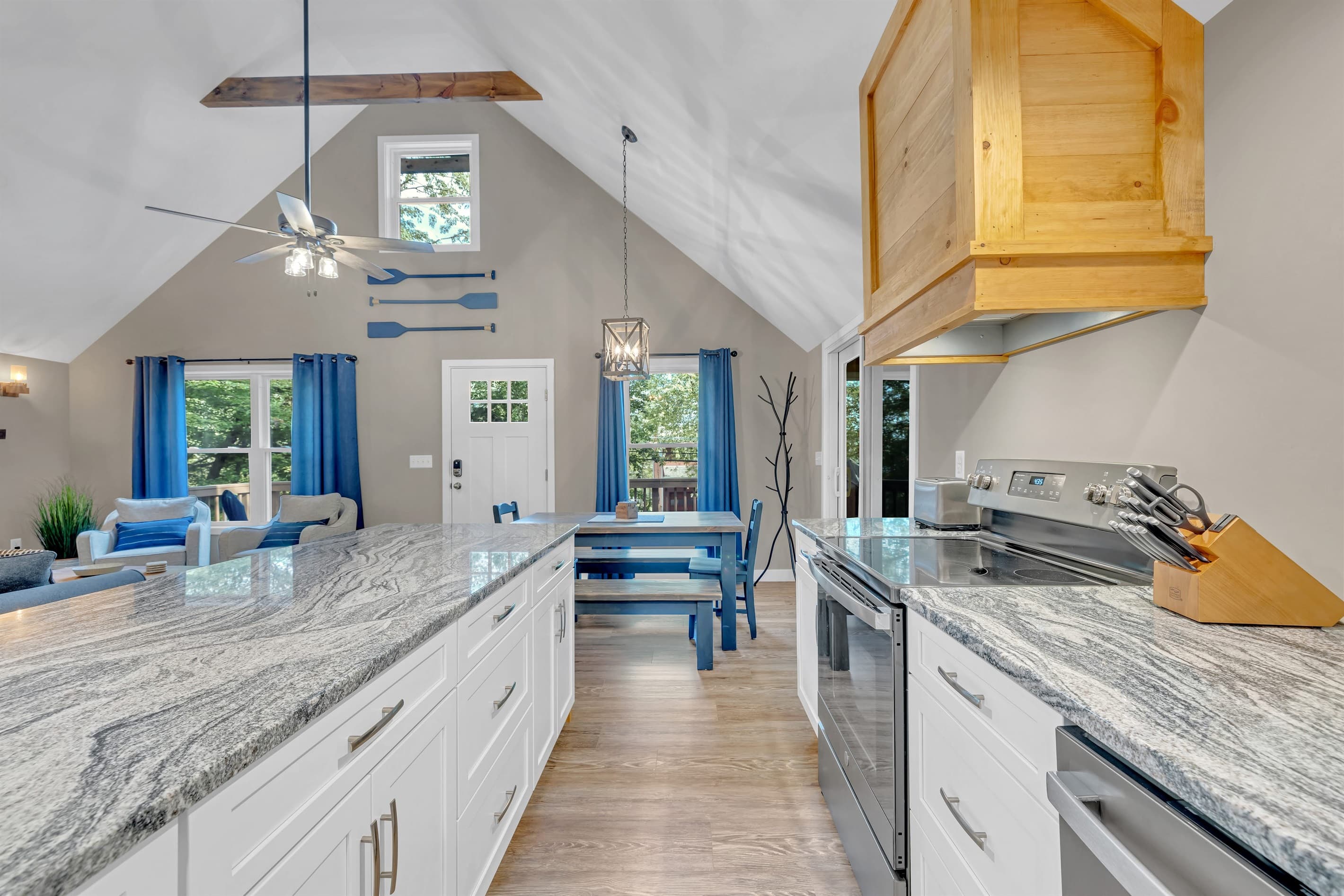 Kitchen with stainless appliances and granite countertops
