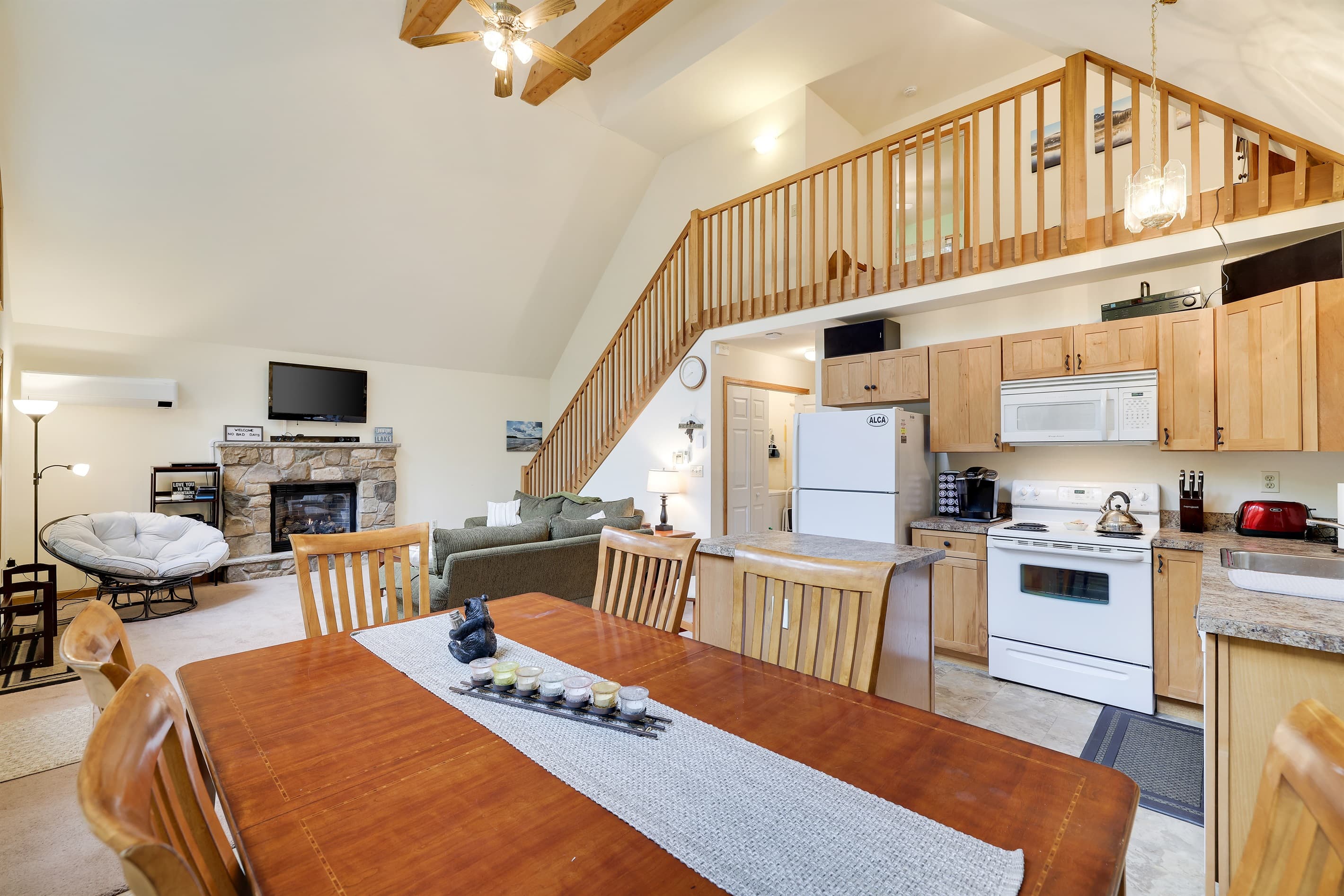 Dining area and living room