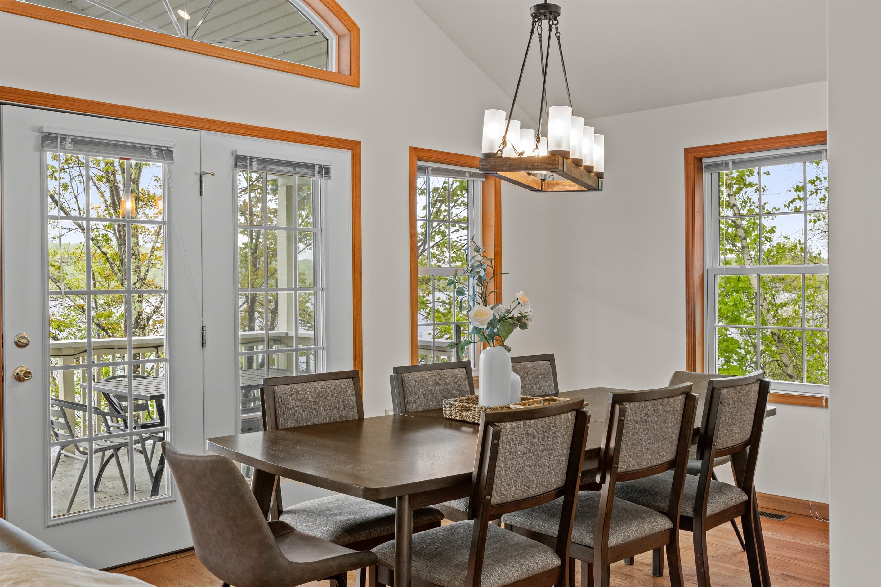 Spacious dining area with seating for 8—perfect for family meals and game nights.