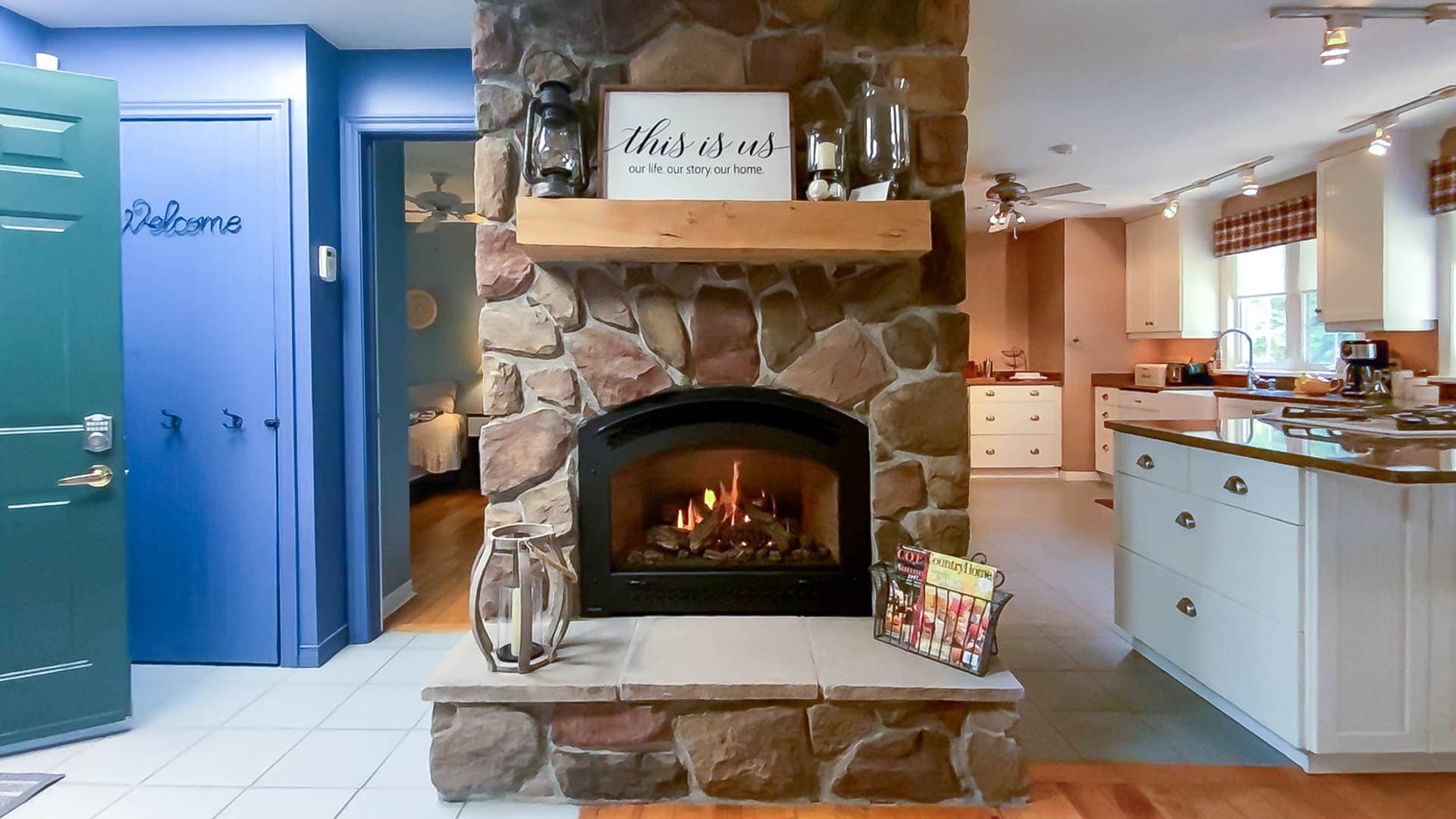Warm up by the fire on cooler nights