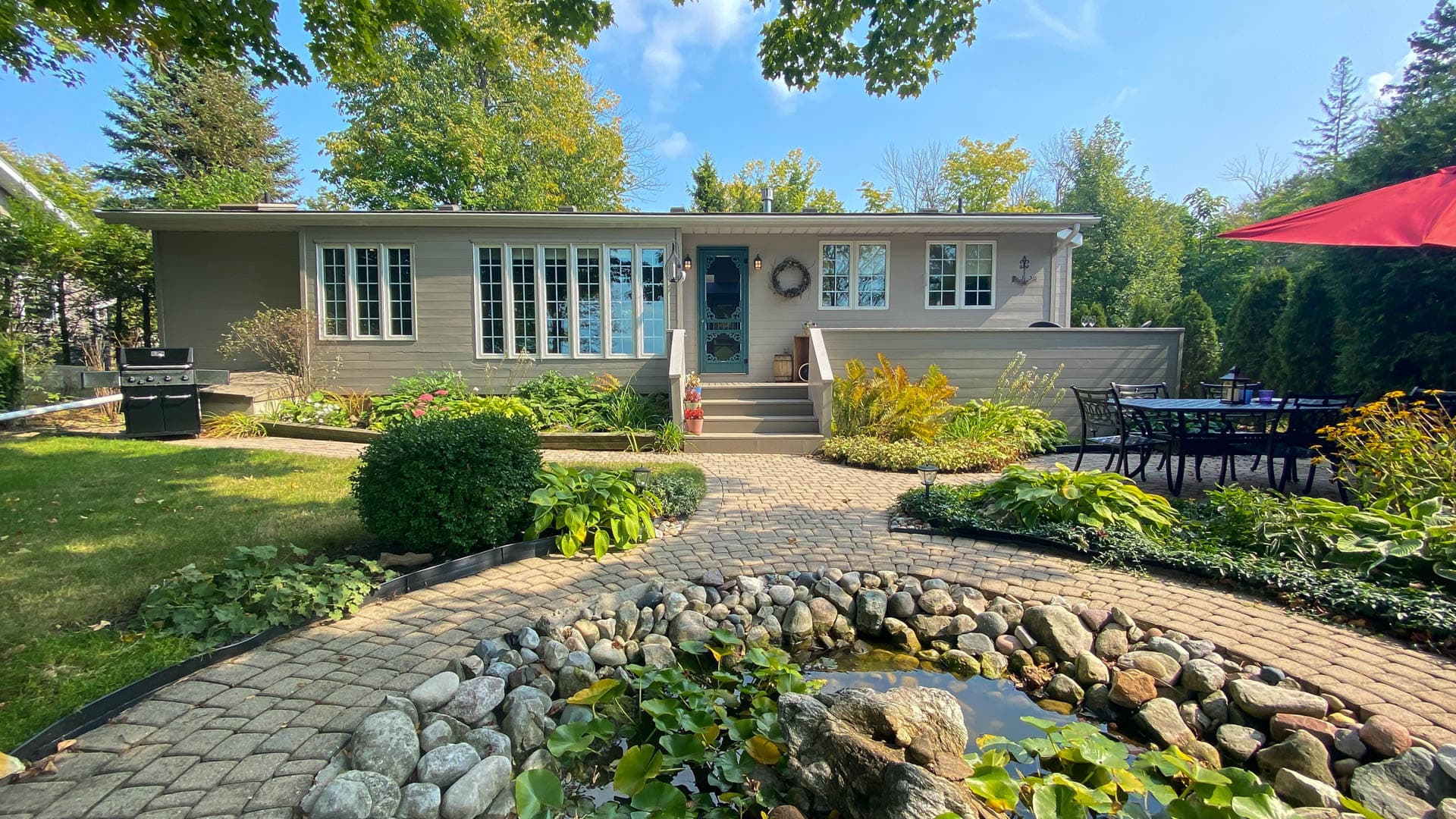 Beautiful backyard-fountain has been updated to a nice firepit.