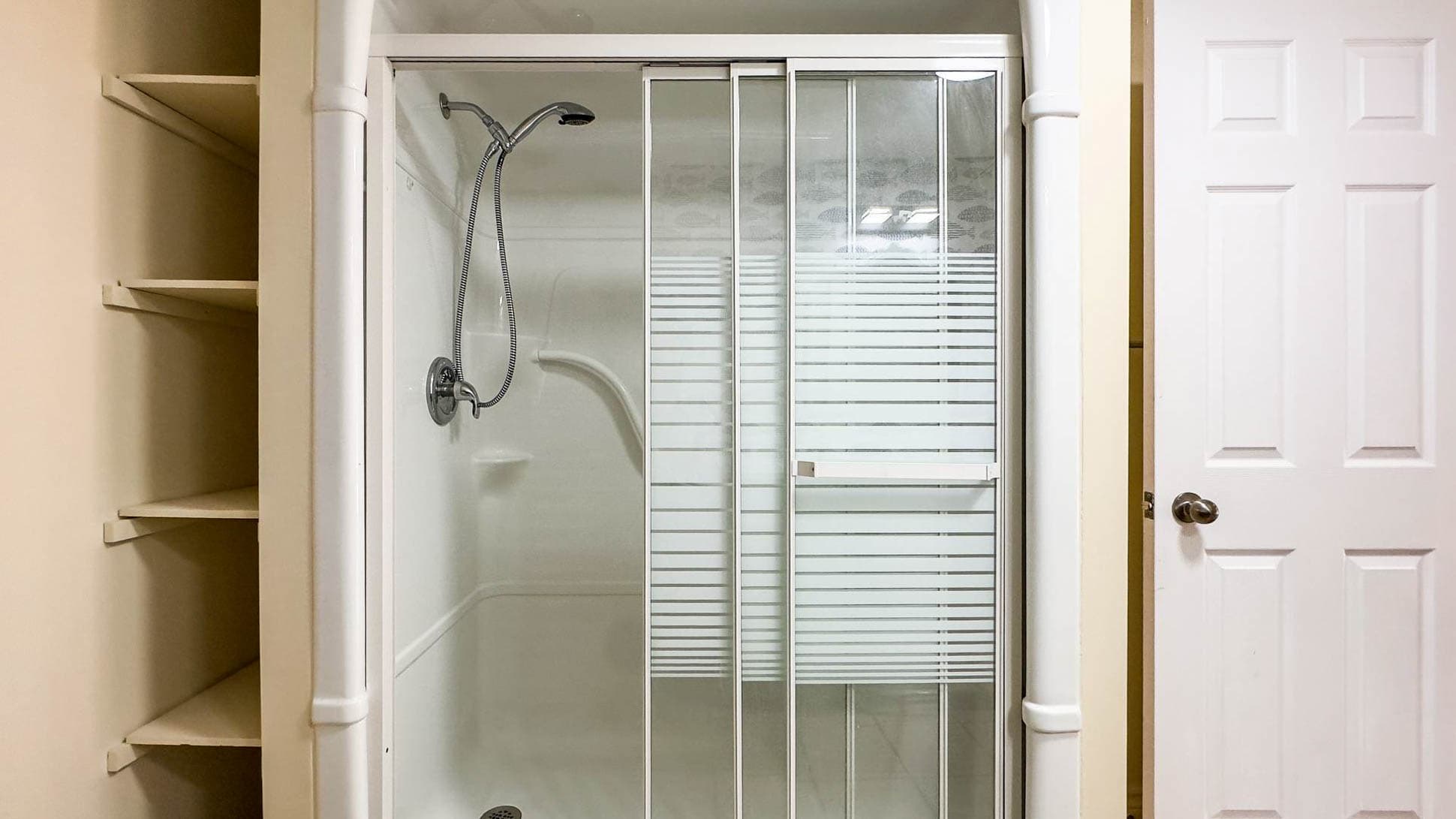 Freshen up in this sparkling clean shower.