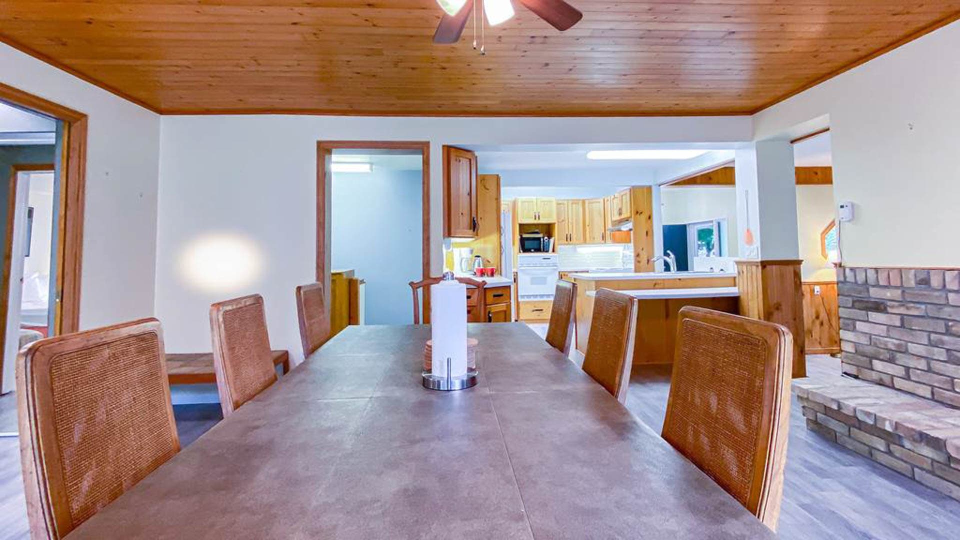 Dining room with lots of room at the table