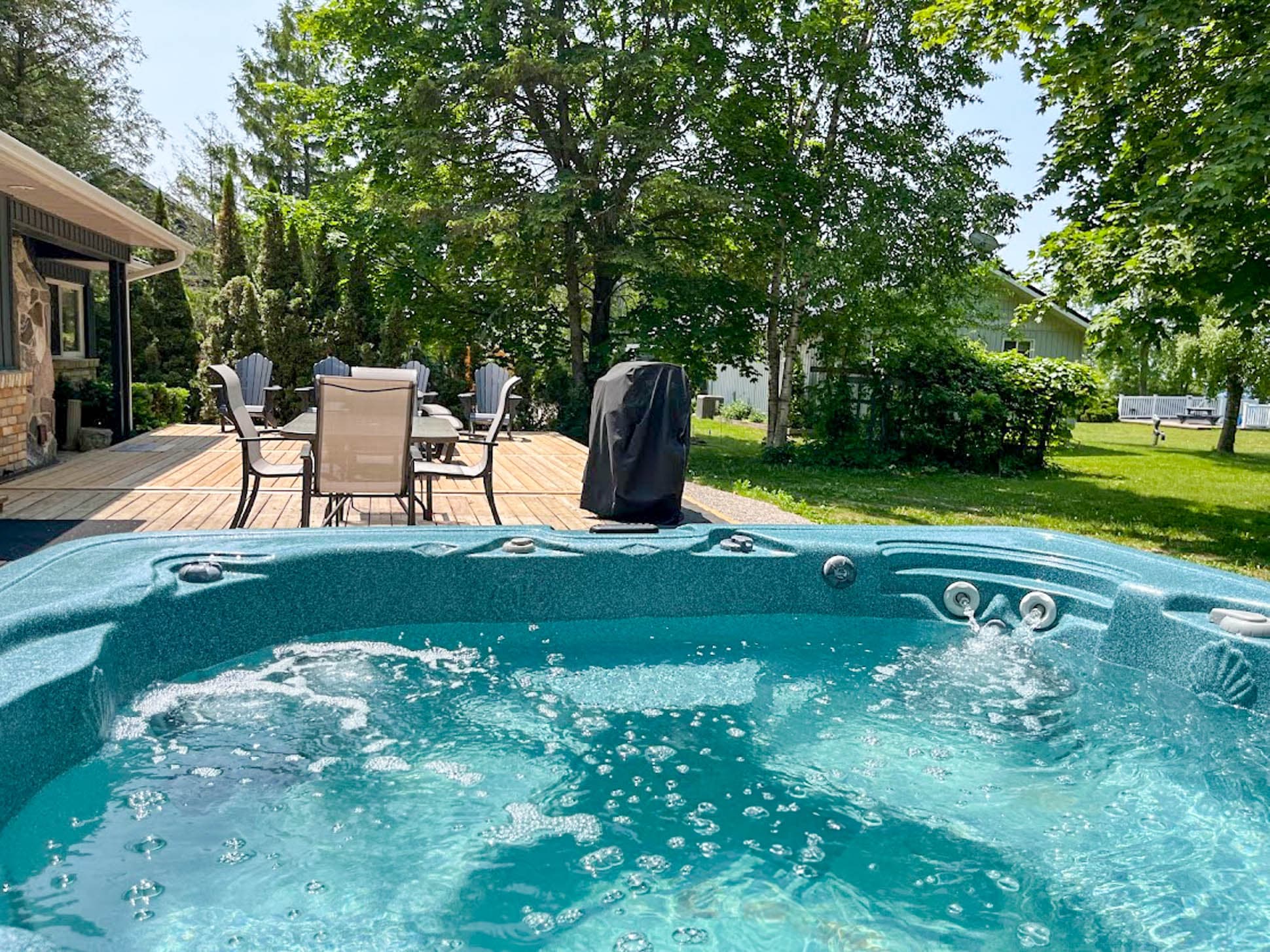 End the day with a soak in the hot tub