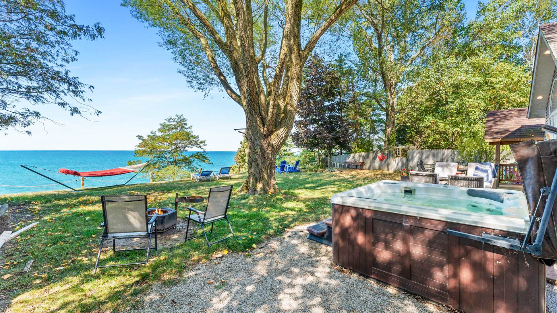 Unwind in style in your private hot tub with a view