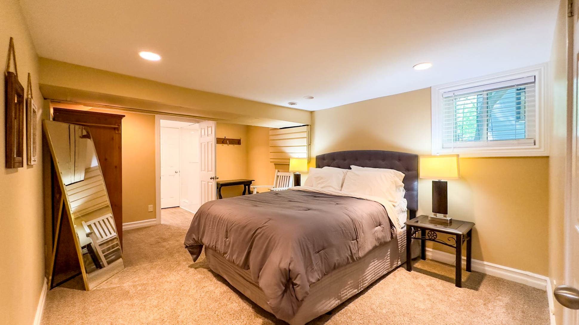 Bedroom 2 downstairs has Queen Bed