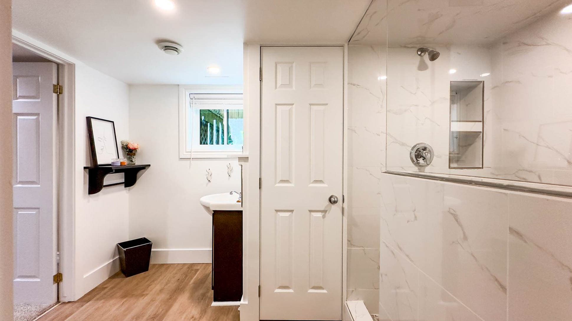 Lots of storage and a another luxury shower