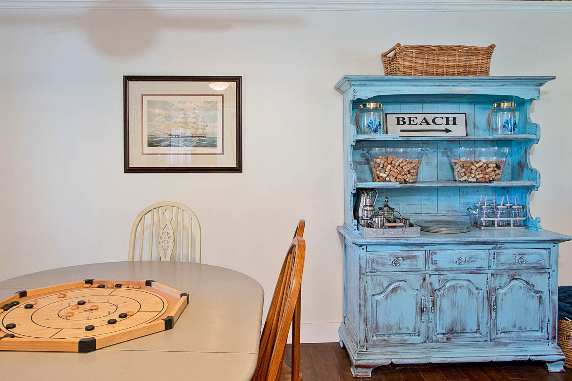 Farmhouse dining table great for family games night!