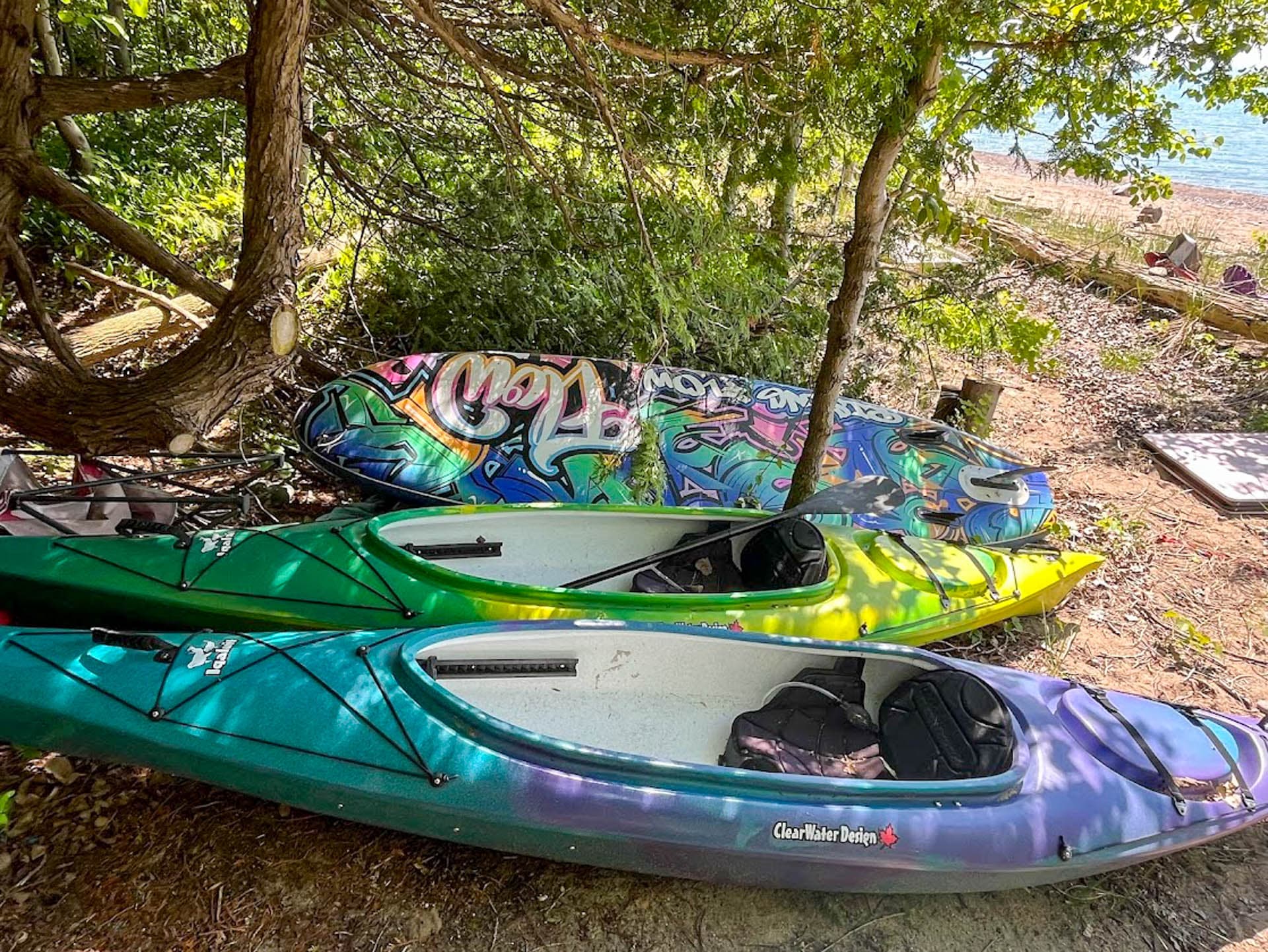2 Kayaks and a Paddleboard